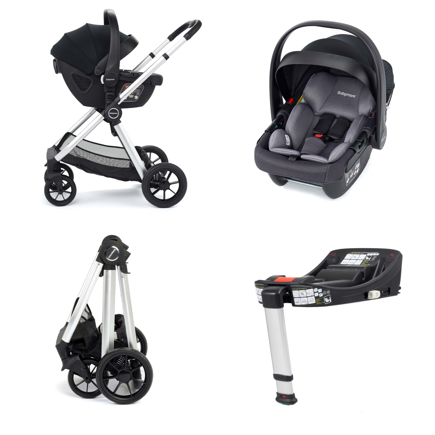 Babymore Mimi 3-in-1 Travel System - Coco i-Size Car Seat with ISOFIX base