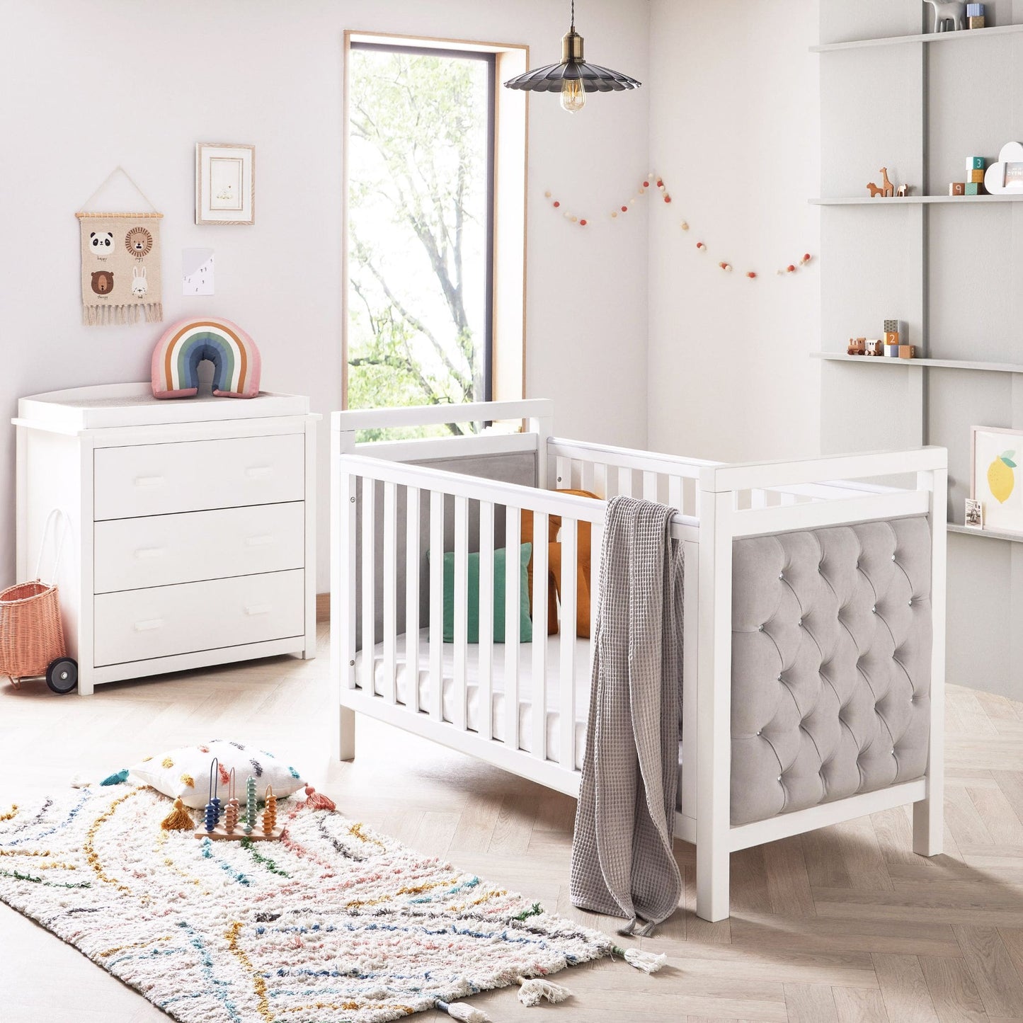 Babymore Velvet Deluxe 2 piece Nursery Furniture set