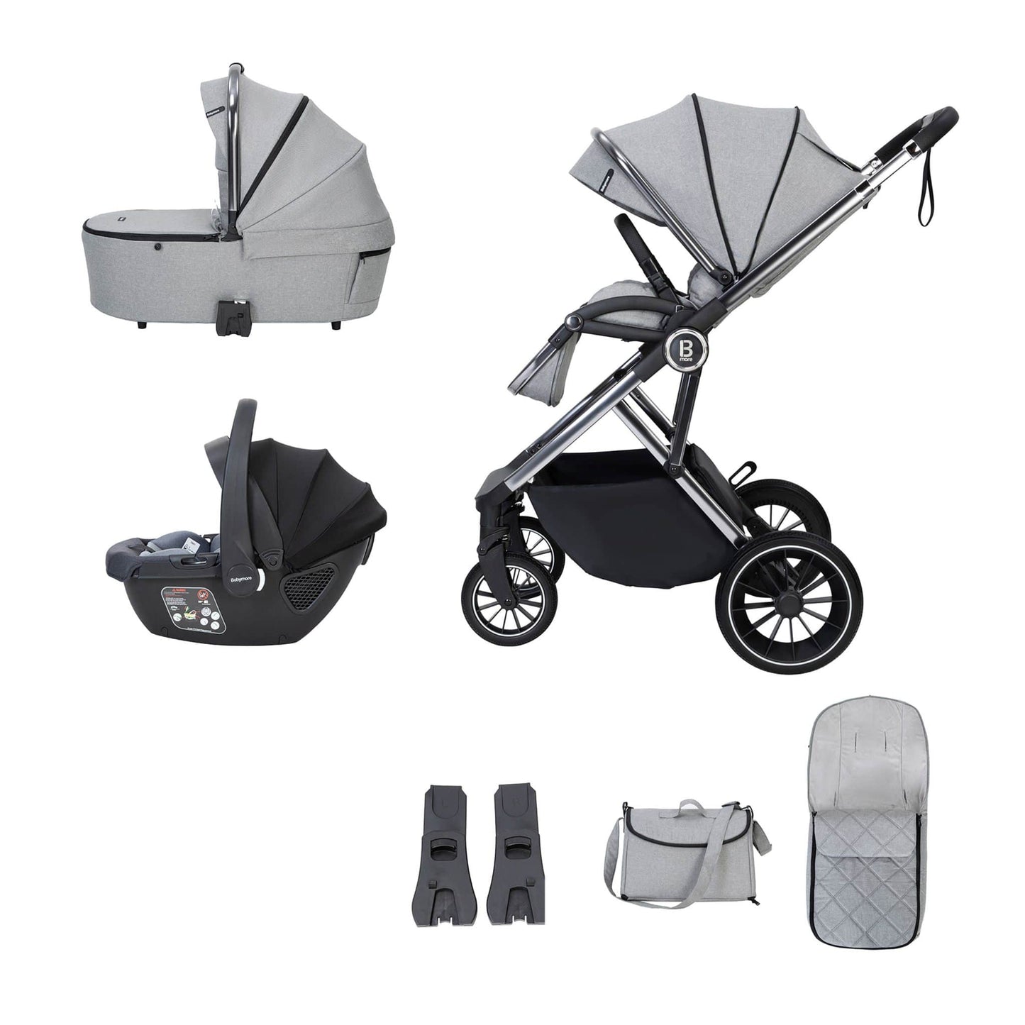 Babymore Chia 3-in-1 Travel System - Coco Car Seat no ISOFIX base pearl grey