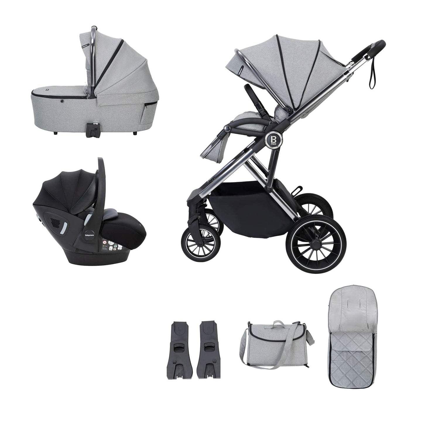 Babymore Chia 3-in-1 Travel System - Pecan Car Seat no base pearl grey