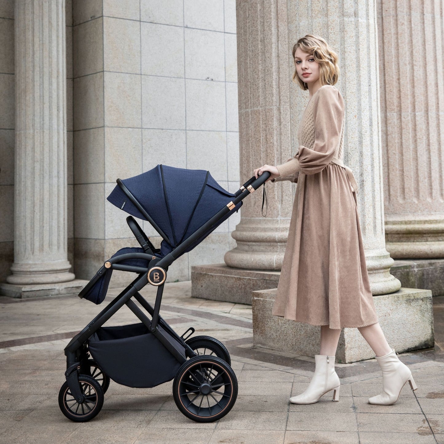 Babymore Chia 3-in-1 Travel System - Pecan Car Seat midnight blue