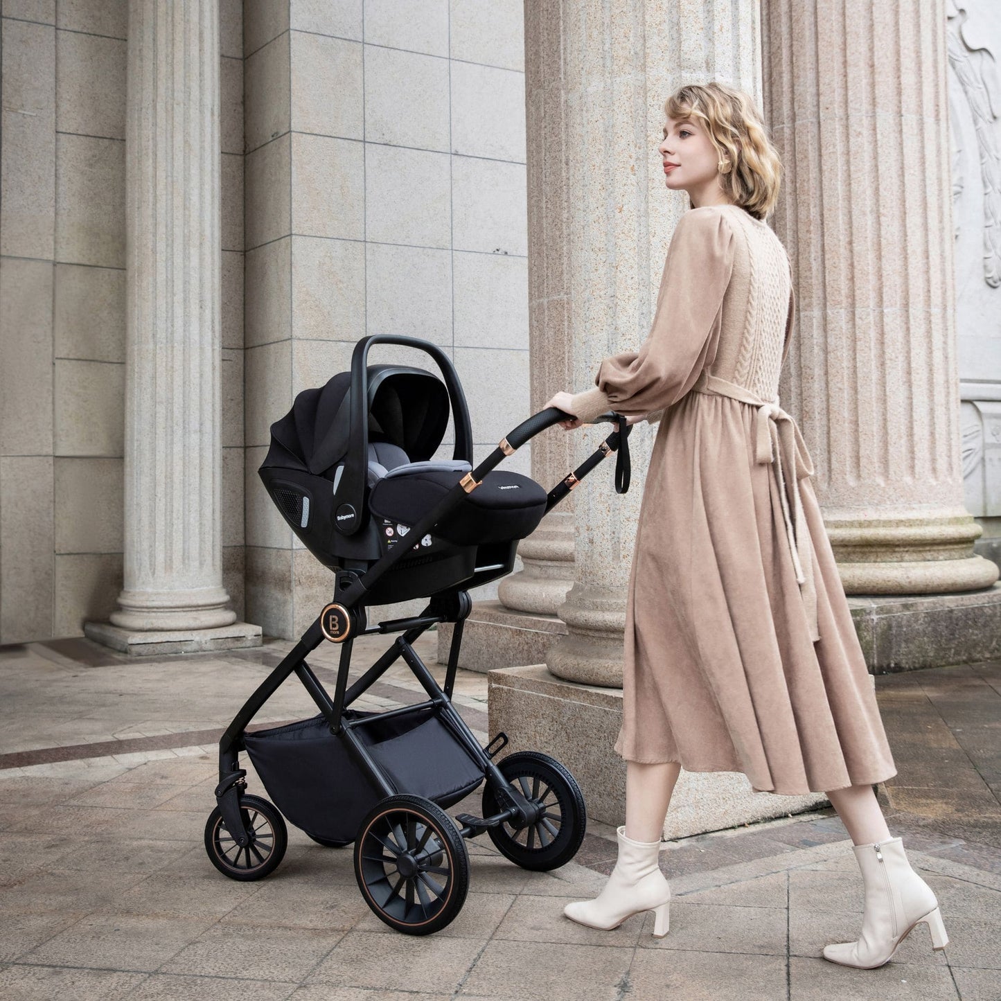 Babymore Chia 3-in-1 Travel System - Pecan Car Seat