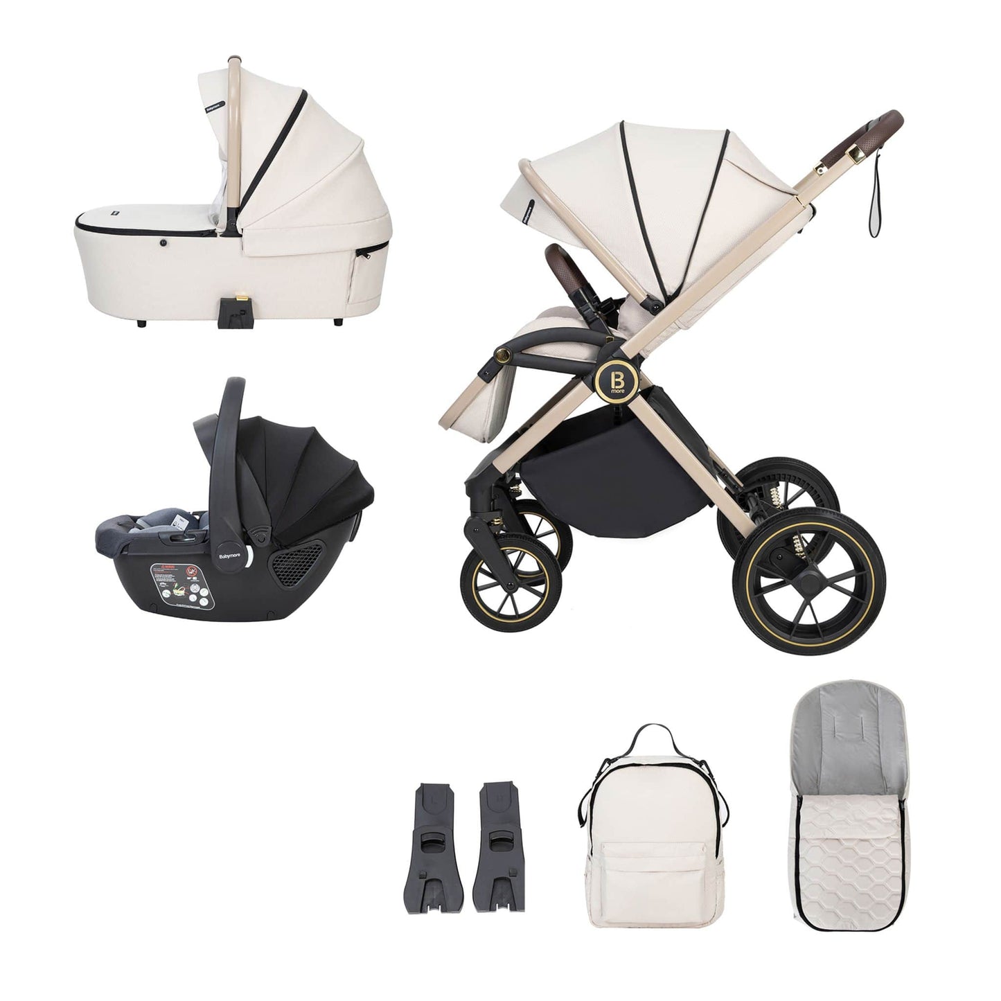 Babymore Kai 3-in-1 Travel System - Coco Car Seat sandstone no base