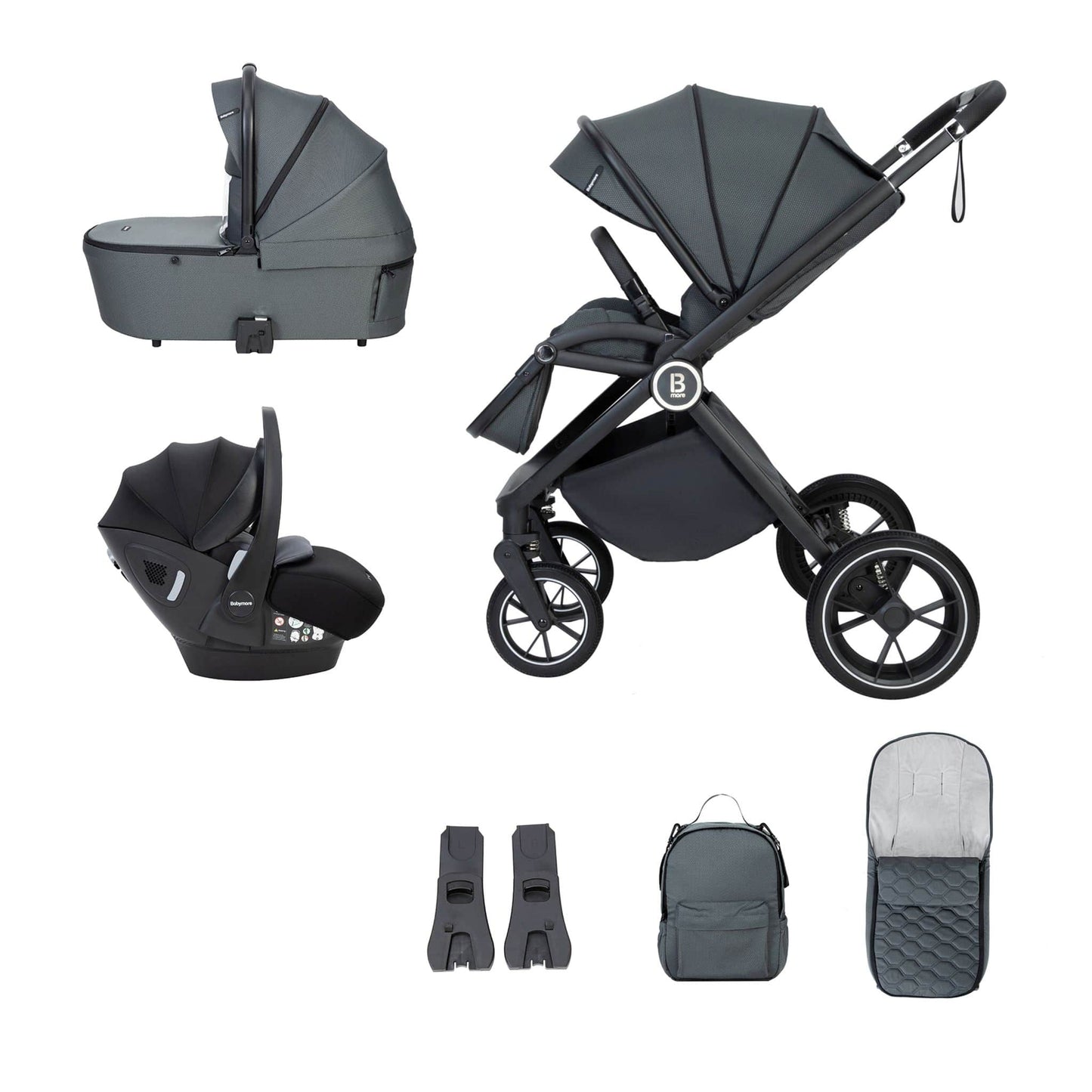 Babymore Kai 3-in-1 Travel System - Pecan Car Seat no base forest grey