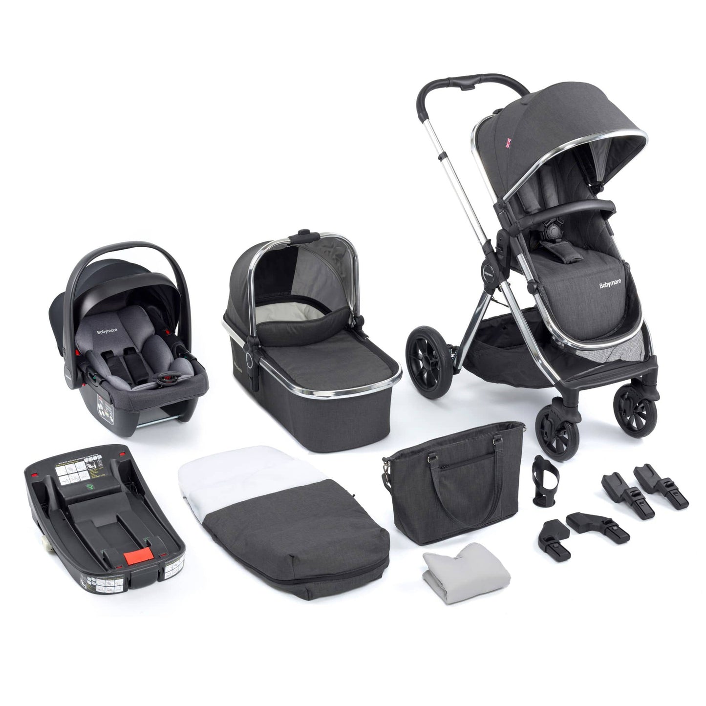 Babymore Memore V2 3-in-1 Travel System - Coco Car Seat chrome