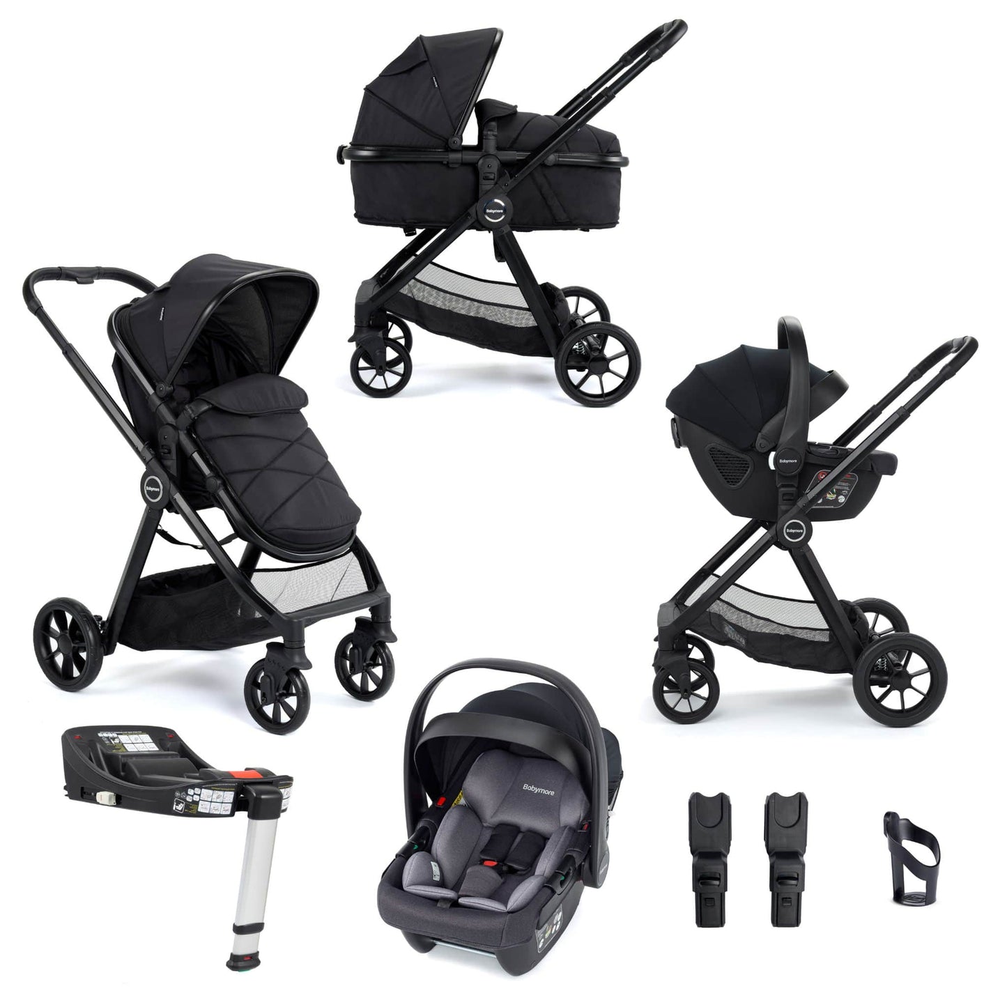 Babymore Mimi 3-in-1 Travel System - Coco i-Size Car Seat with ISOFIX base