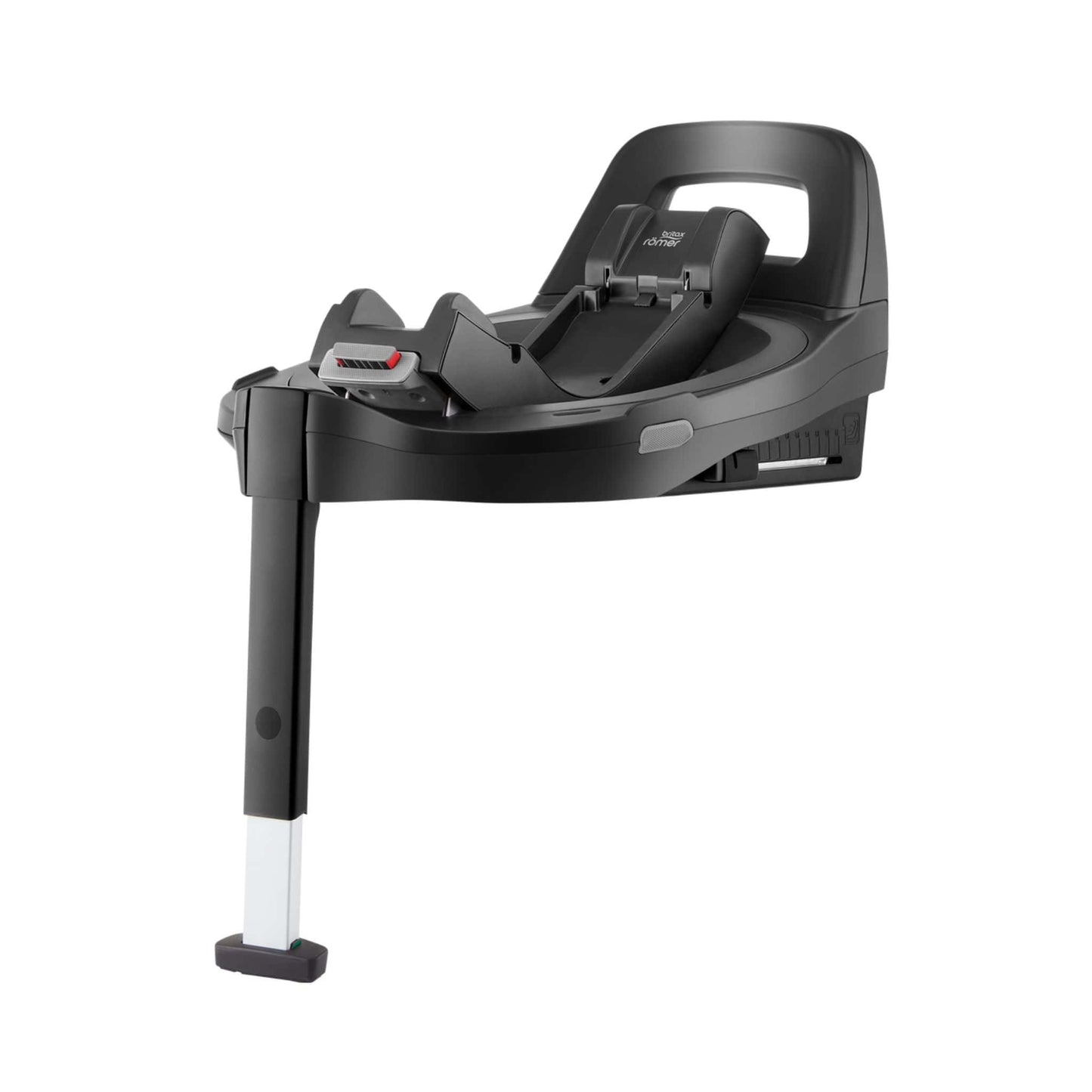 Black baby car seat base on a white background