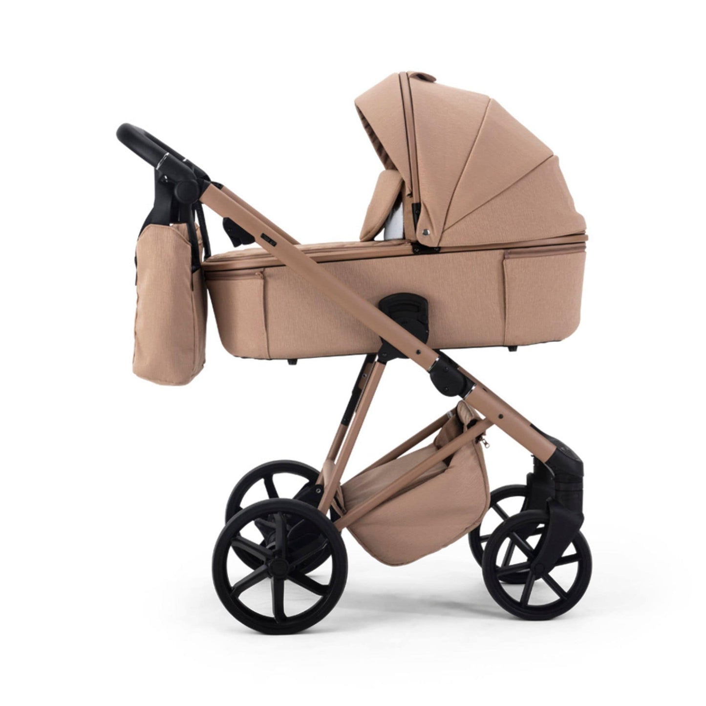 Mee-go-Milano-Natura-2in1-pram-camel-colour-side-facing-hood-up-with-changing-bag