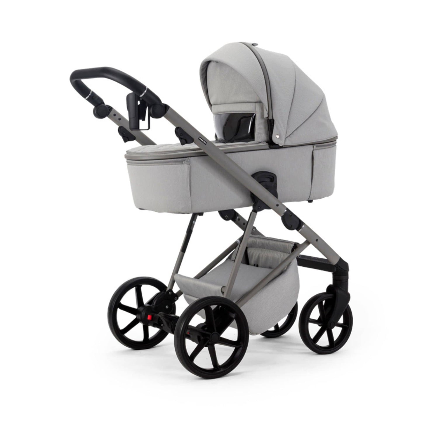 Mee-go-Milano-Natura-2in1-pram-light-grey-colour-front-facing-hood-up-weather-shield-with-transparent-viewing-window