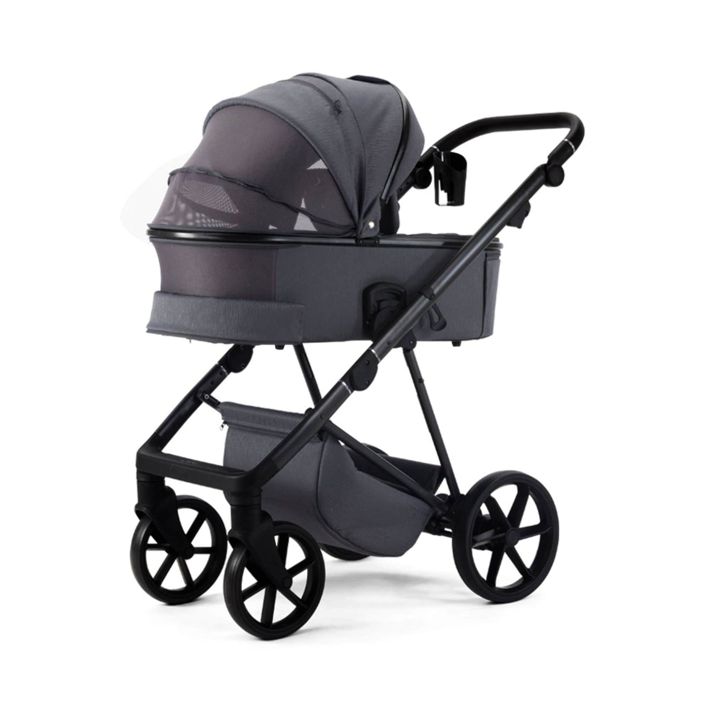 Mee-go-Milano-Natura-2in1-pram-dark-grey-colour-rear-facing-hood-up-with-rear-ventilation-open