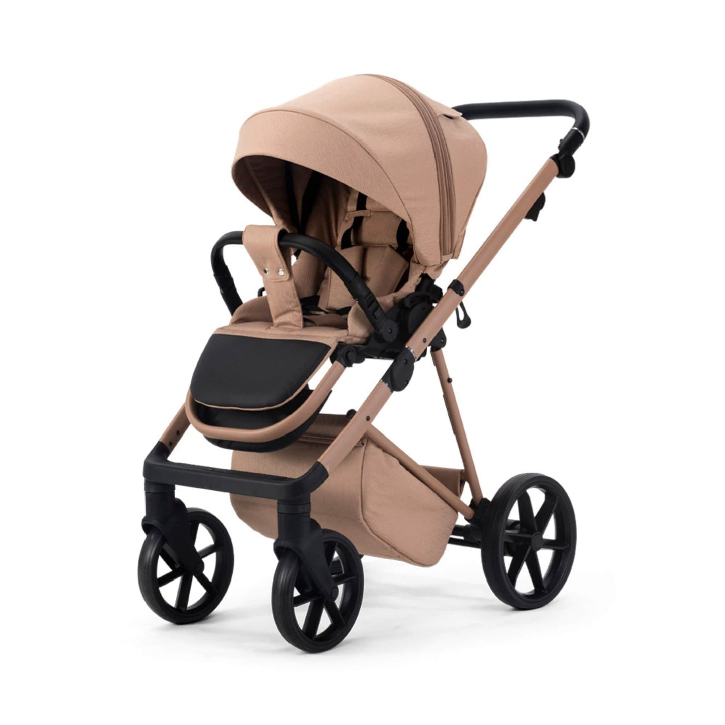Mee-go-Milano-Natura-2in1-pushchair-camel-colour-front-facing-hood-up