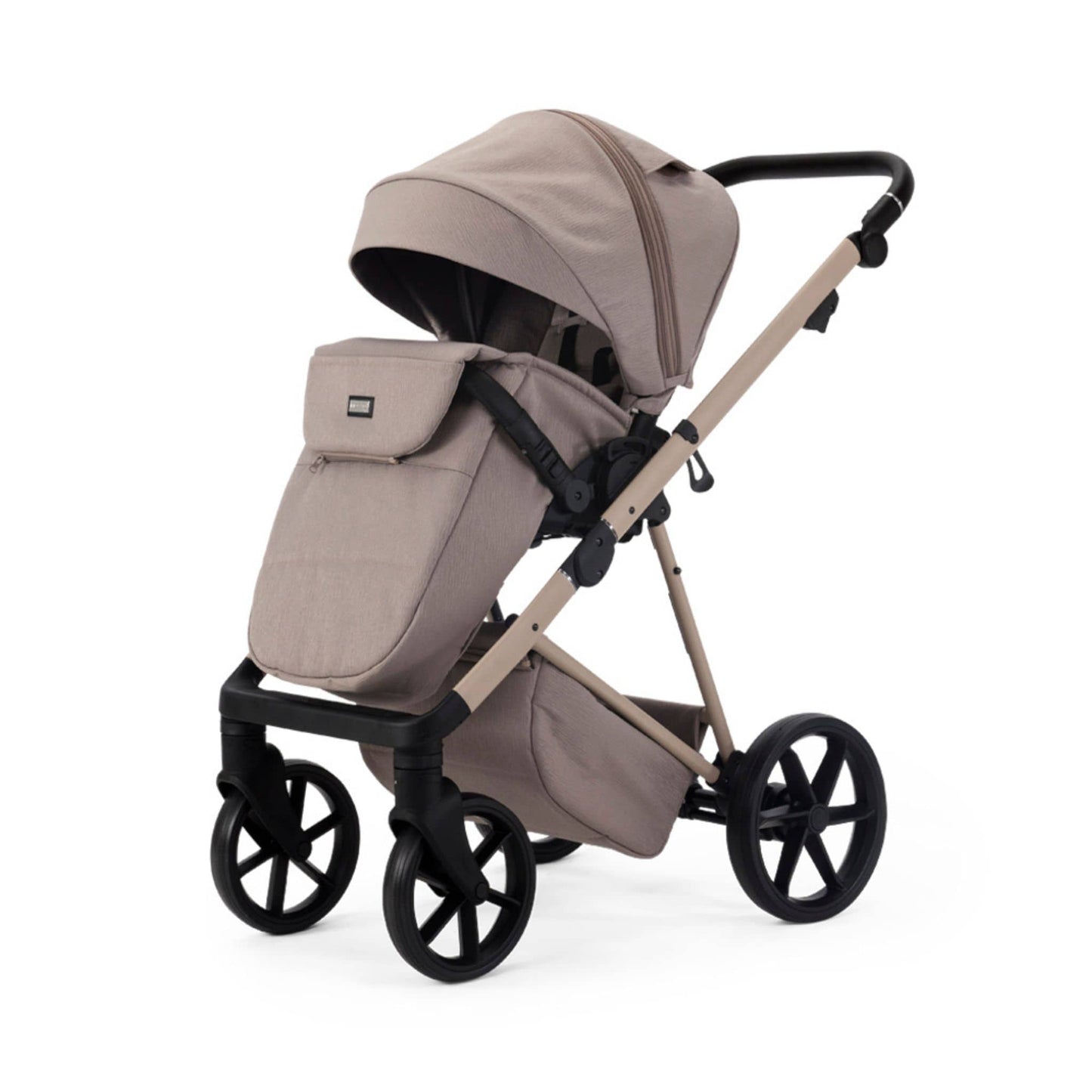 Mee-go-Milano-Natura-2in1-pushchair-cappuccino-colour-front-facing-hood-up-with-footmuff