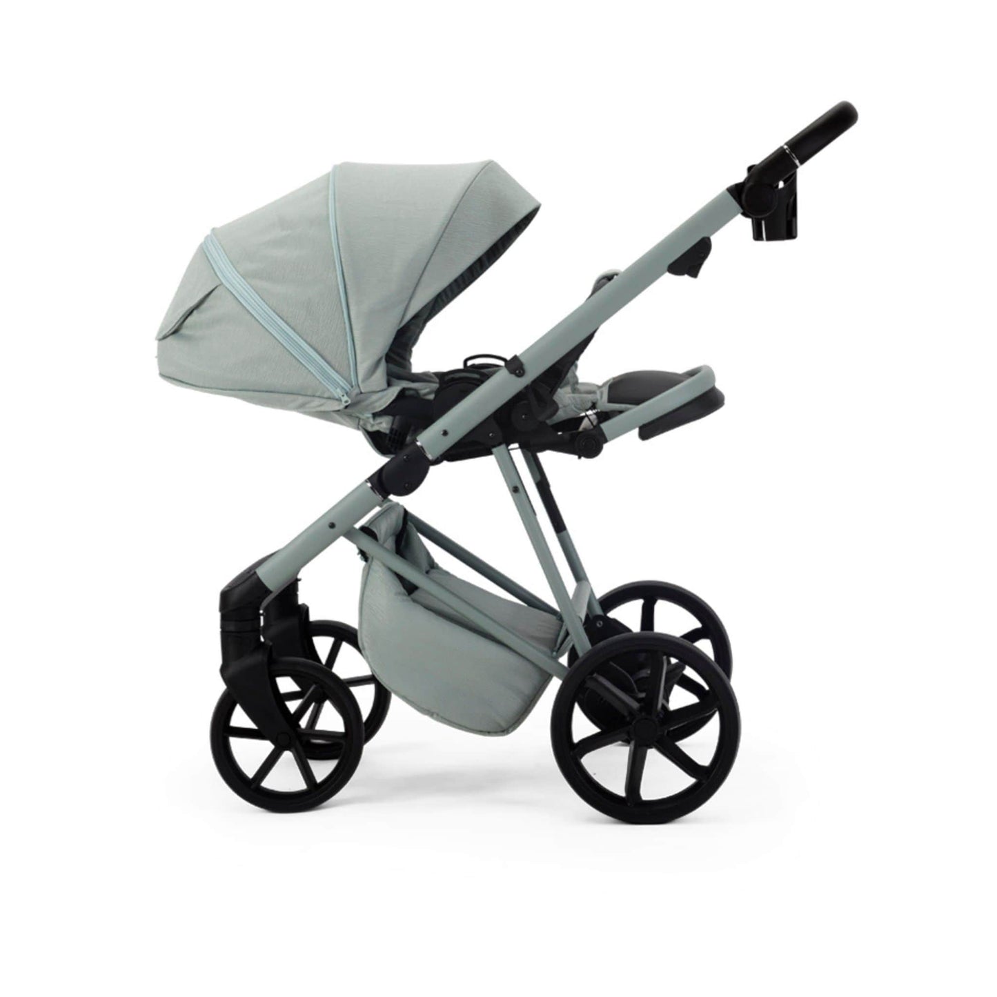 Mee-go-Milano-Natura-2in1-pushchair-light-mint-green-colour-left-side-facing-hood-up-with-reclined-seat