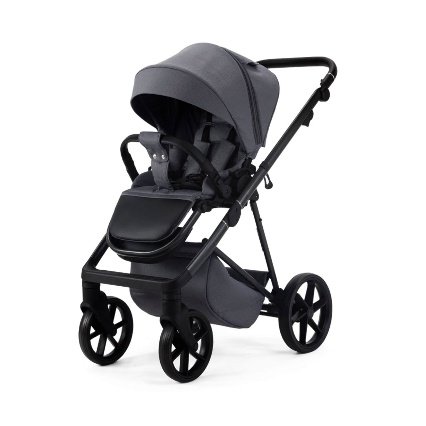Mee-go-Milano-Natura-2in1-pushchair-dark-grey-colour-front-facing-hood-up