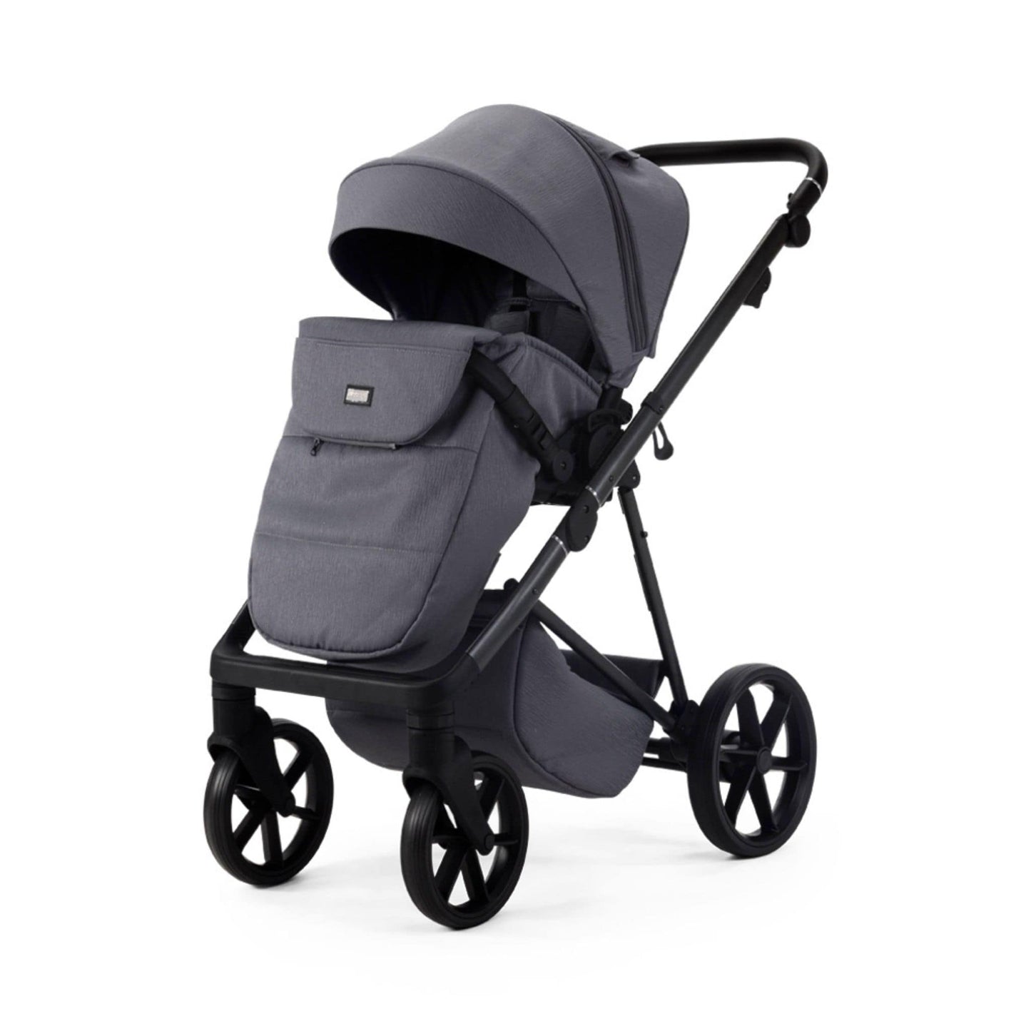 Mee-go-Milano-Natura-2in1-pushchair-dark-grey-colour-front-facing-hood-up-with-footmuff