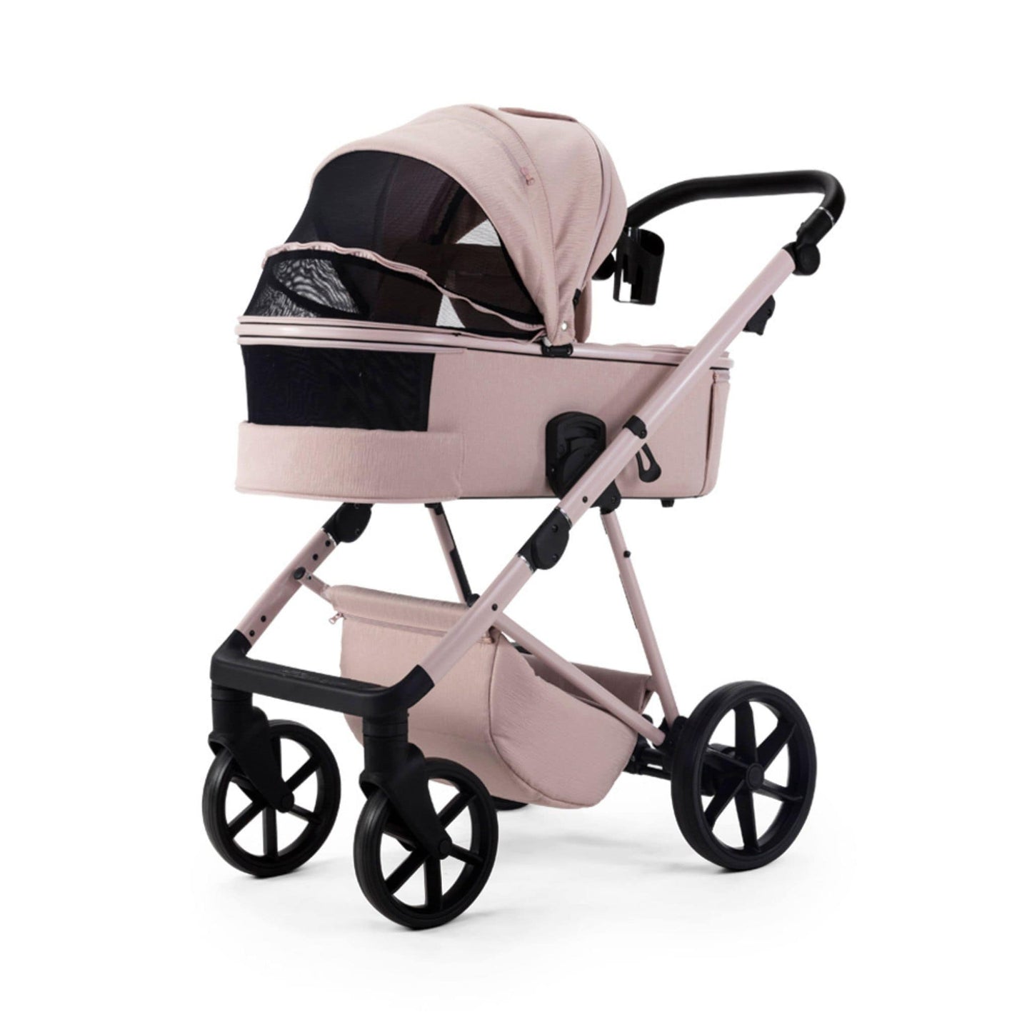 Mee-go-Milano-Natura-3in1-pram-rear-facing-hood-up-ventilation-panel-open-rose-pink