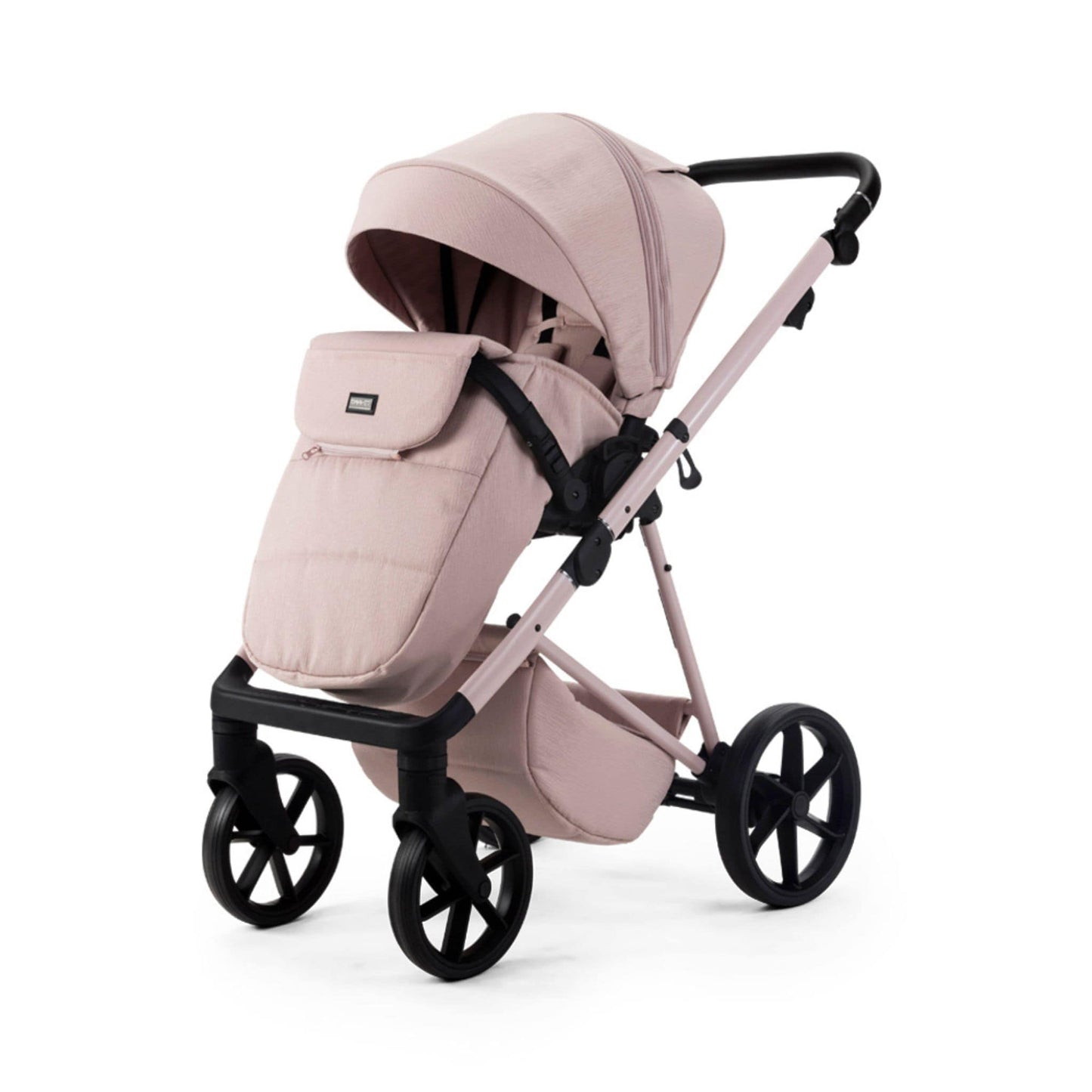 Mee-go-Milano-Natura-3in1-Sky-rose-pink-pushchair-facing forward-hood-up-footmuff