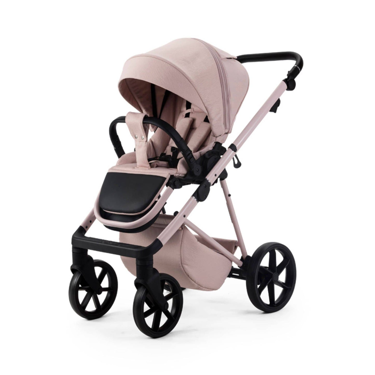 Mee-go-Milano-Natura-3in1-Sky-rose-pink-pushchair-facing forward-hood-up