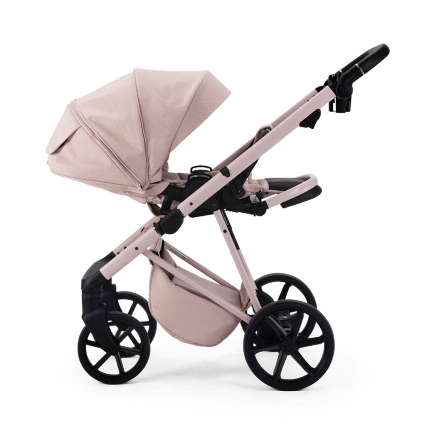 Mee-go-Milano-Natura-3in1-Sky-rose-pink-pushchair-facing forward-hood-up-reclined-seat