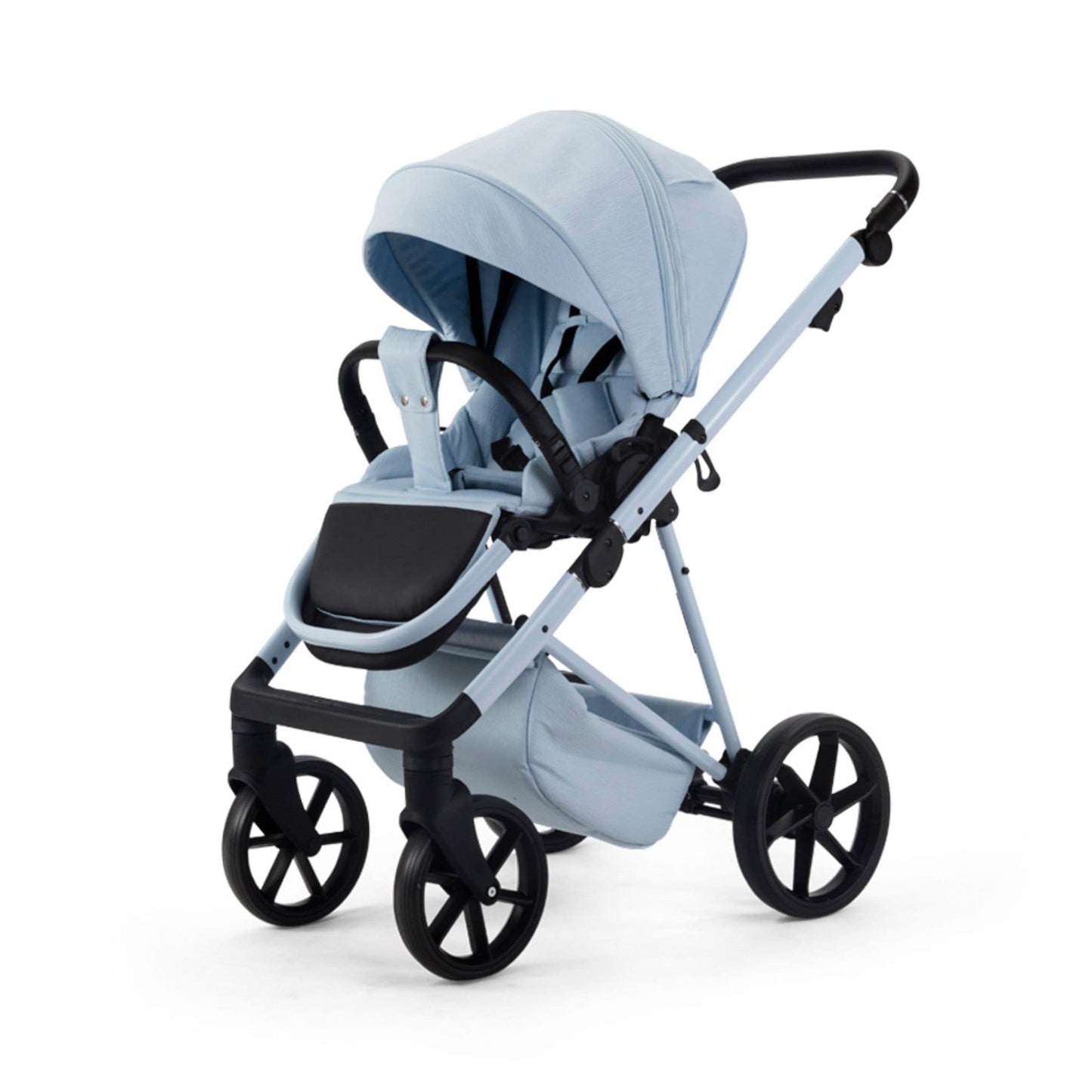 Mee-go-Milano-Natura-3in1-Sky-blue-pushchair-facing forward-hood-up