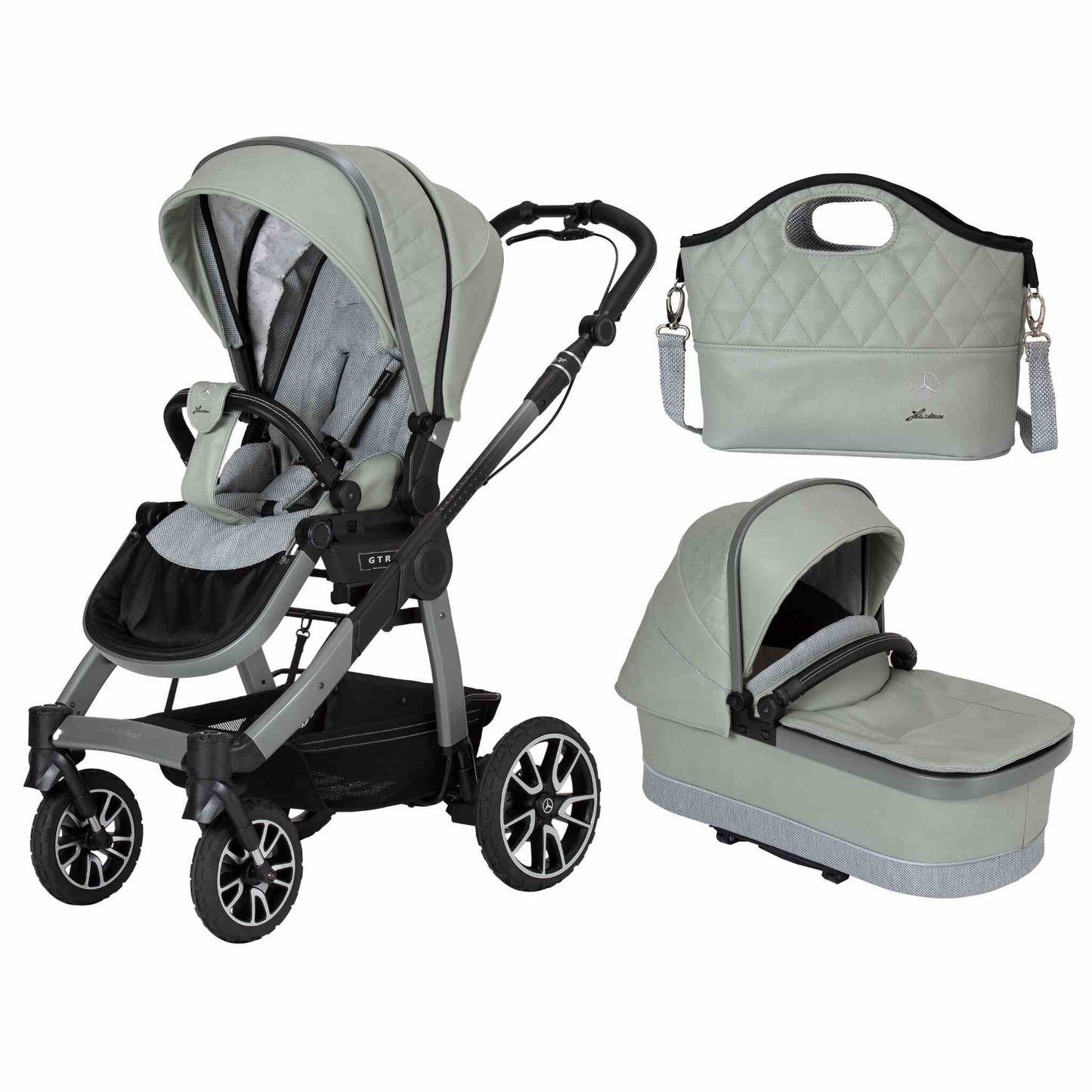 Mercedes-All-Terrain-GTR-2in1-Travel-System-Pushchair-Carrycot-Changing-Bag-Sage-Grey