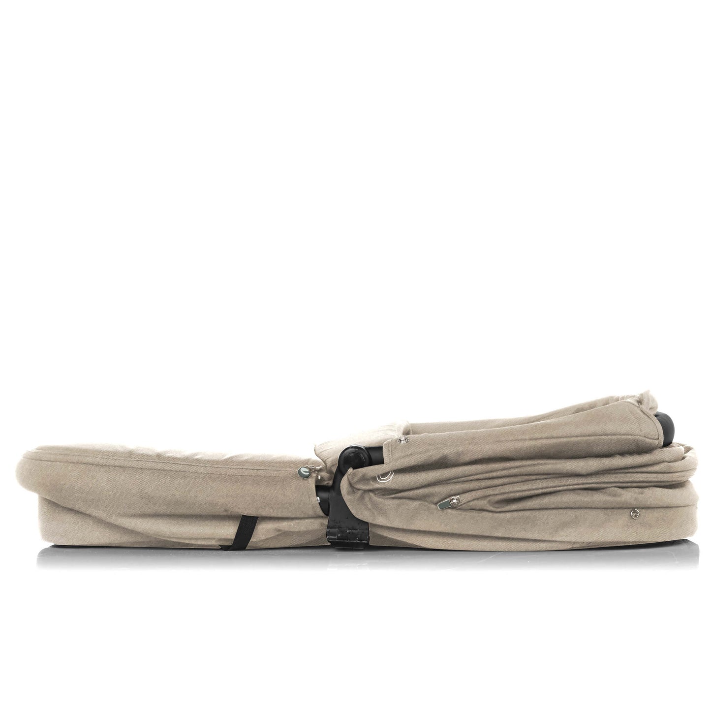 Trider-Carrycot-folded- Sand-flat-ready-to-store