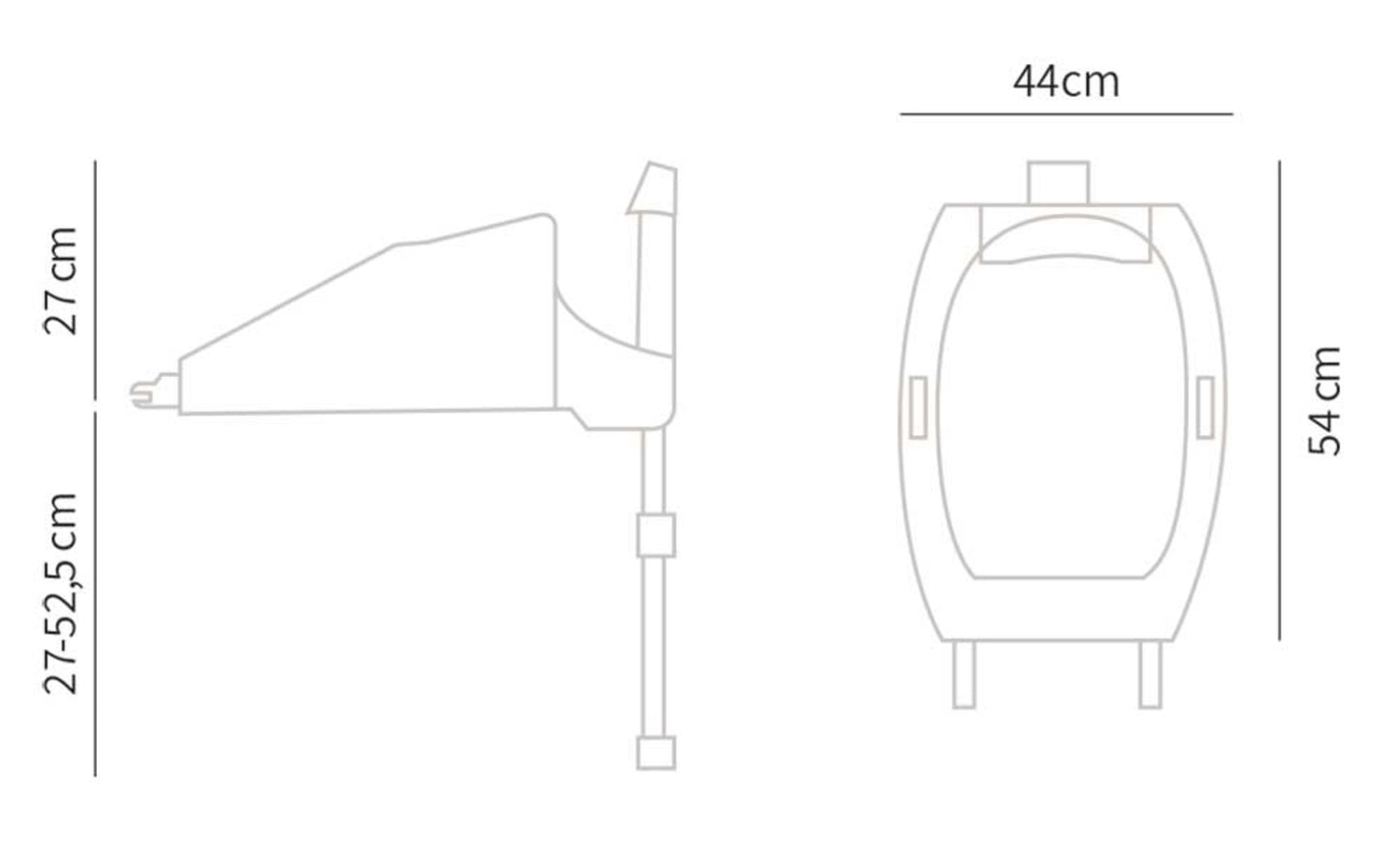 Iplatform-Comfy-Isofix-Car-Seat-Base-graphic showing dimensions