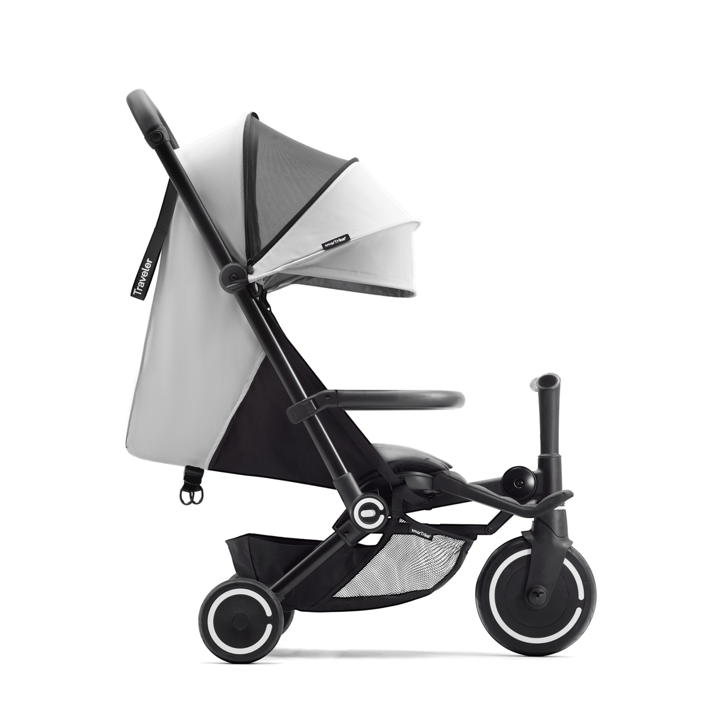 smarTrike-Stroller-with-handlebars-hood-up-side-facing-reclined-seat-everest-grey
