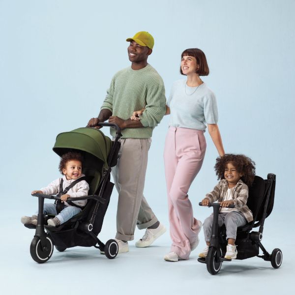 smarTrike-Stroller-forest-green-stroller-hood-down-plus-converted-trike-with-two-adults