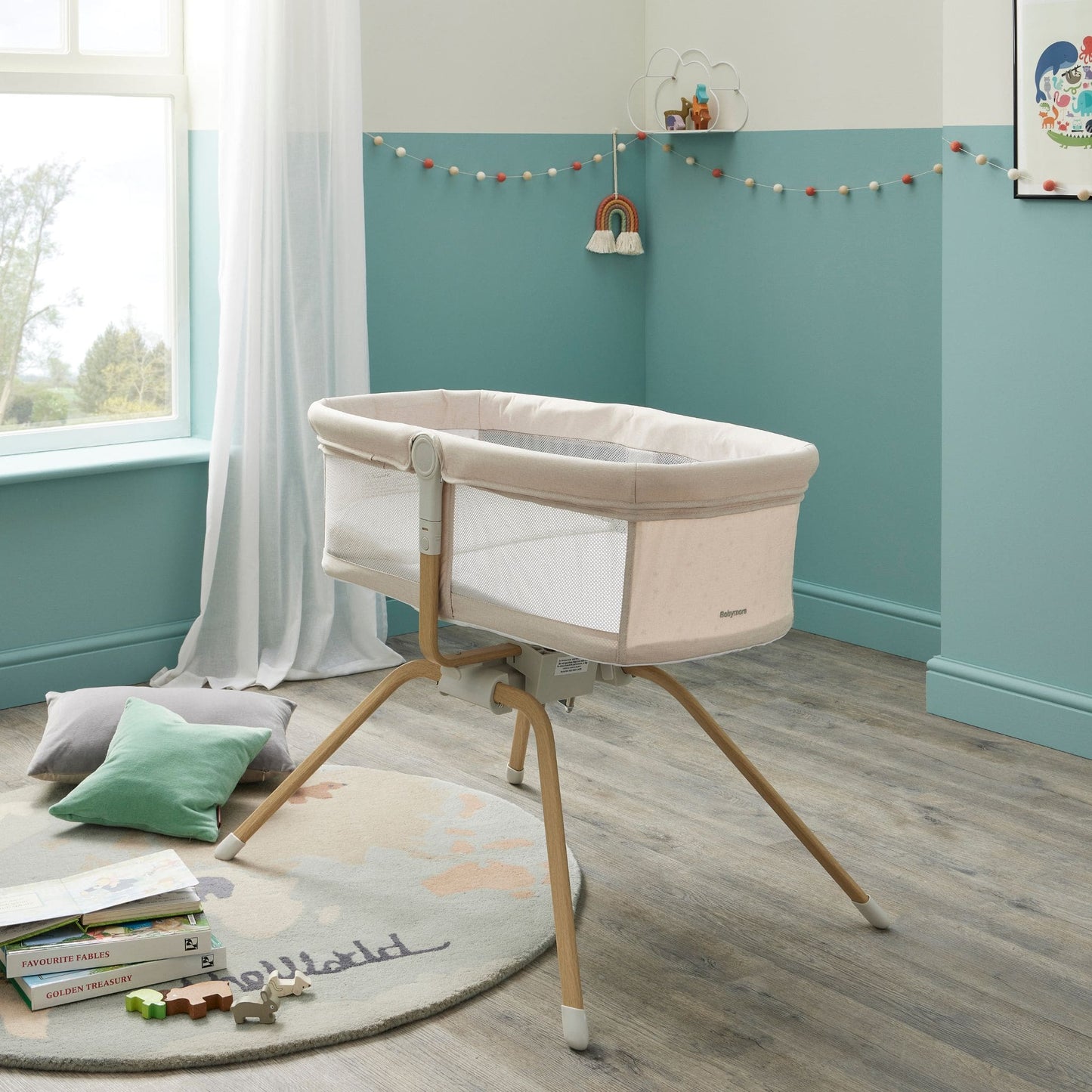 Babymore-Air-Motion-Crib-Cream-in-nursery-front