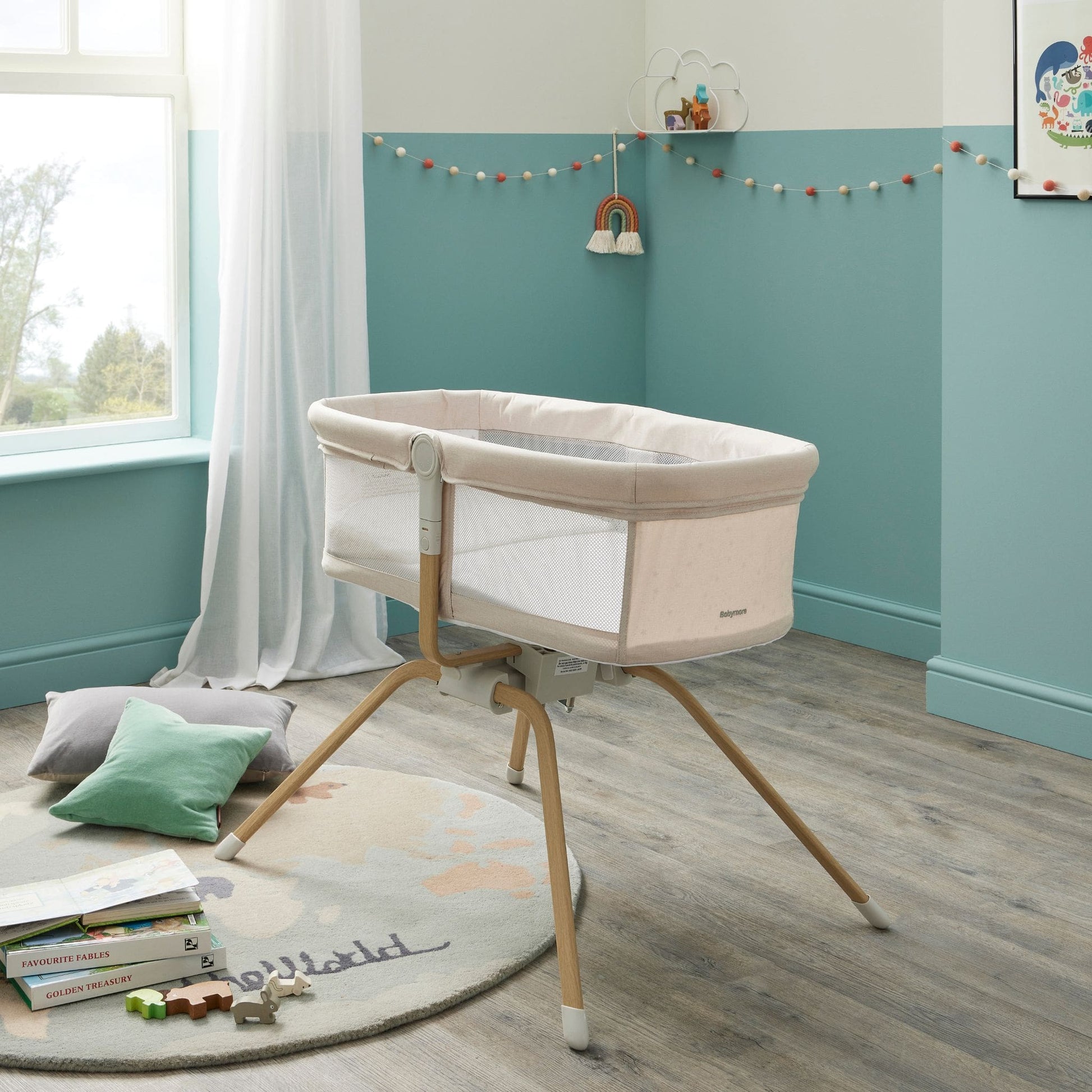 Babymore-Air-Motion-Crib-Cream-in-nursery-front