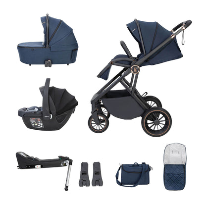 Babymore Chia 3-in-1 Travel System - Coco Car Seat with ISOFIX base midnight blue