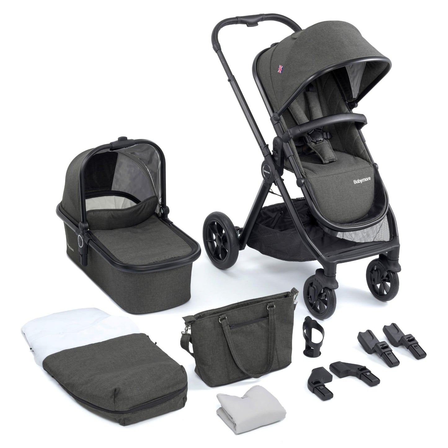 Babymore Memore V2 2-in-1 Pram pushchair black 1