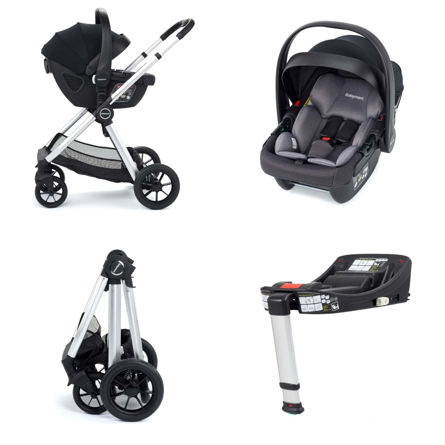 Babymore Memore V2 3-in-1 Travel System - Coco Car Seat with ISOFIX base