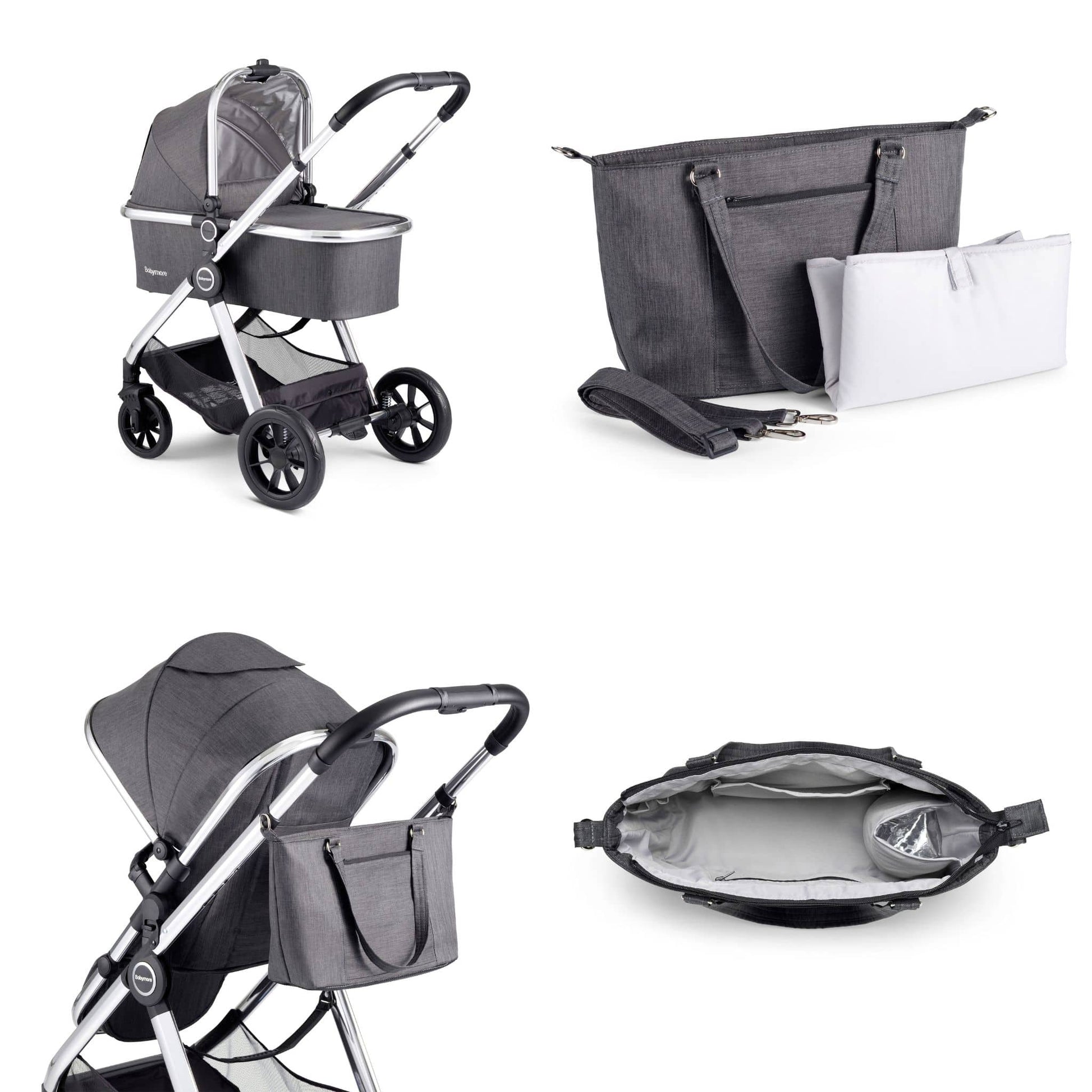 Babymore Memore V2 3-in-1 Travel System - Pecan Car Seat with 