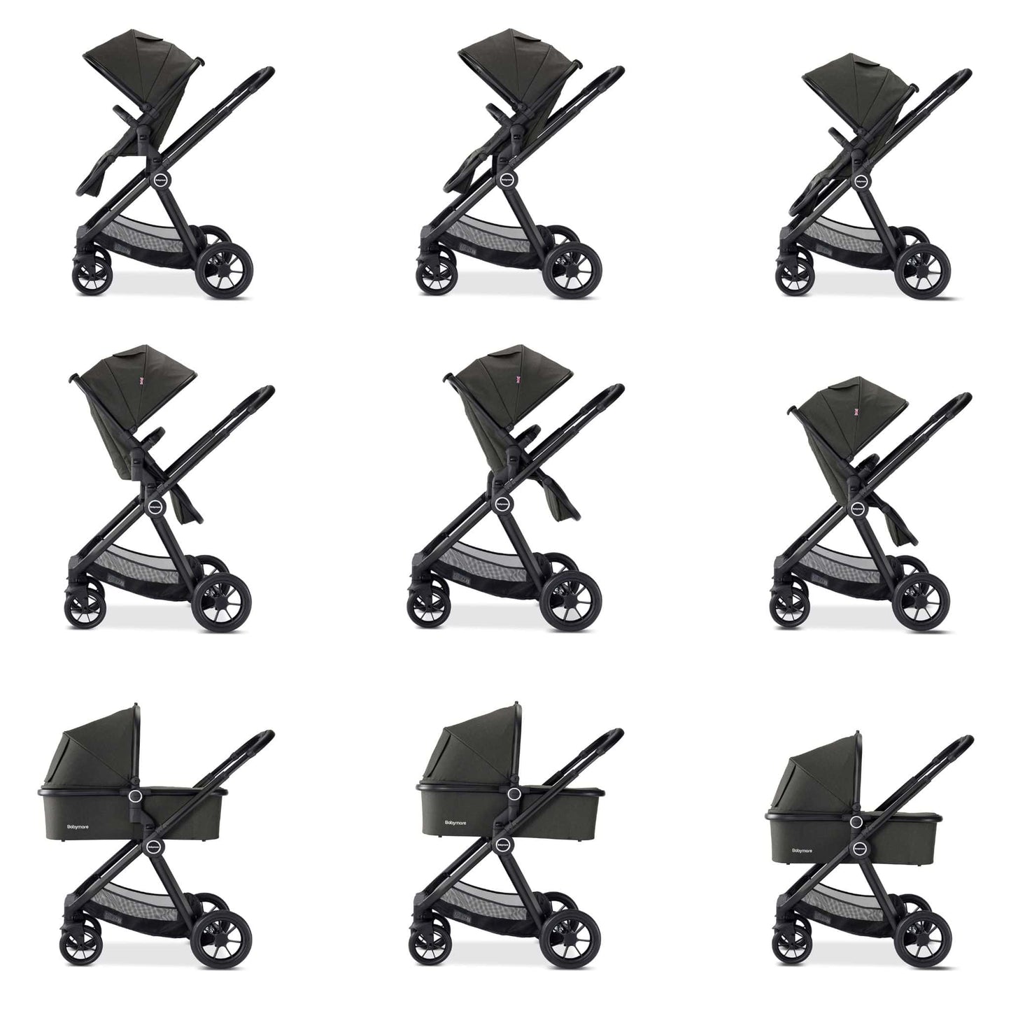 Babymore Memore V2 3-in-1 Travel System - Pecan i-Size Car Seat black