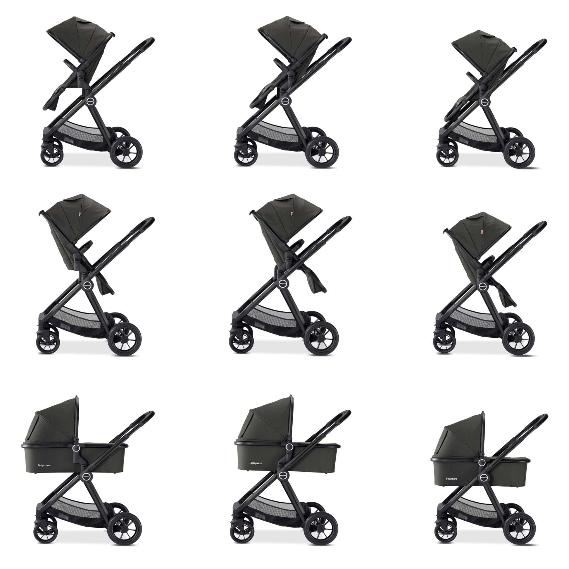 Babymore Memore V2 3-in-1 Travel System - Pecan i-Size Car Seat black