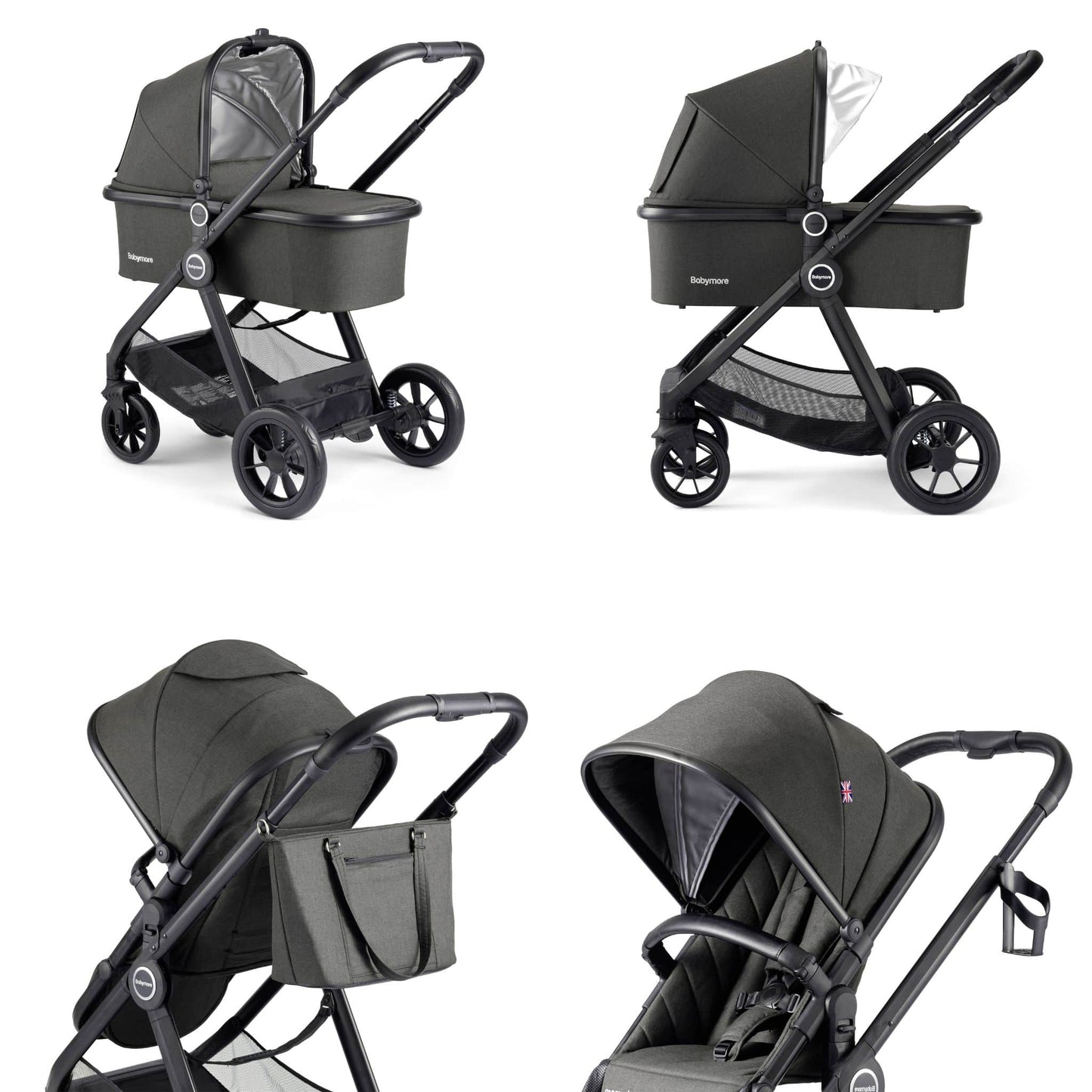 Babymore Memore V2 3-in-1 Travel System - Pecan i-Size Car Seat black