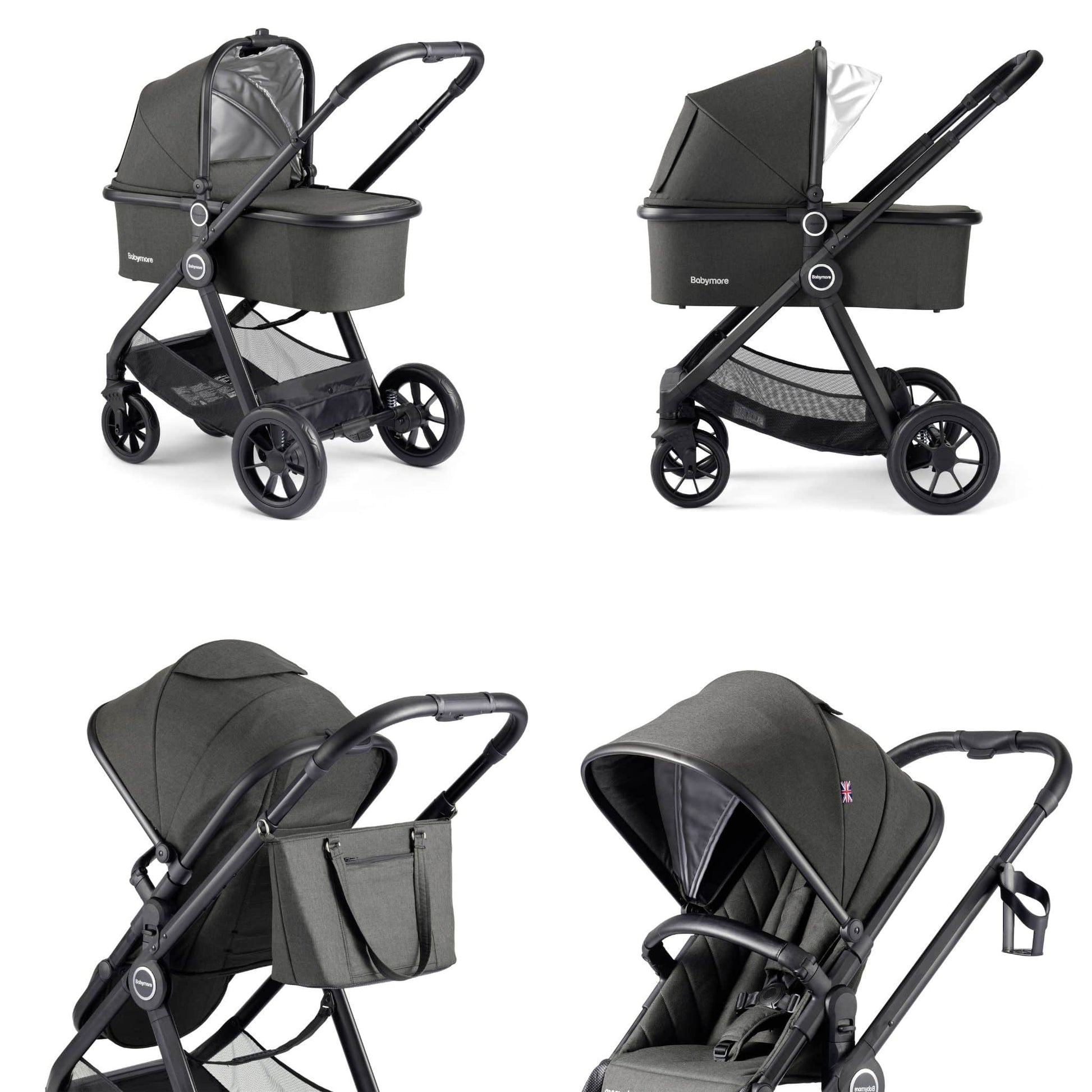 Babymore Memore V2 3-in-1 Travel System - Pecan i-Size Car Seat black