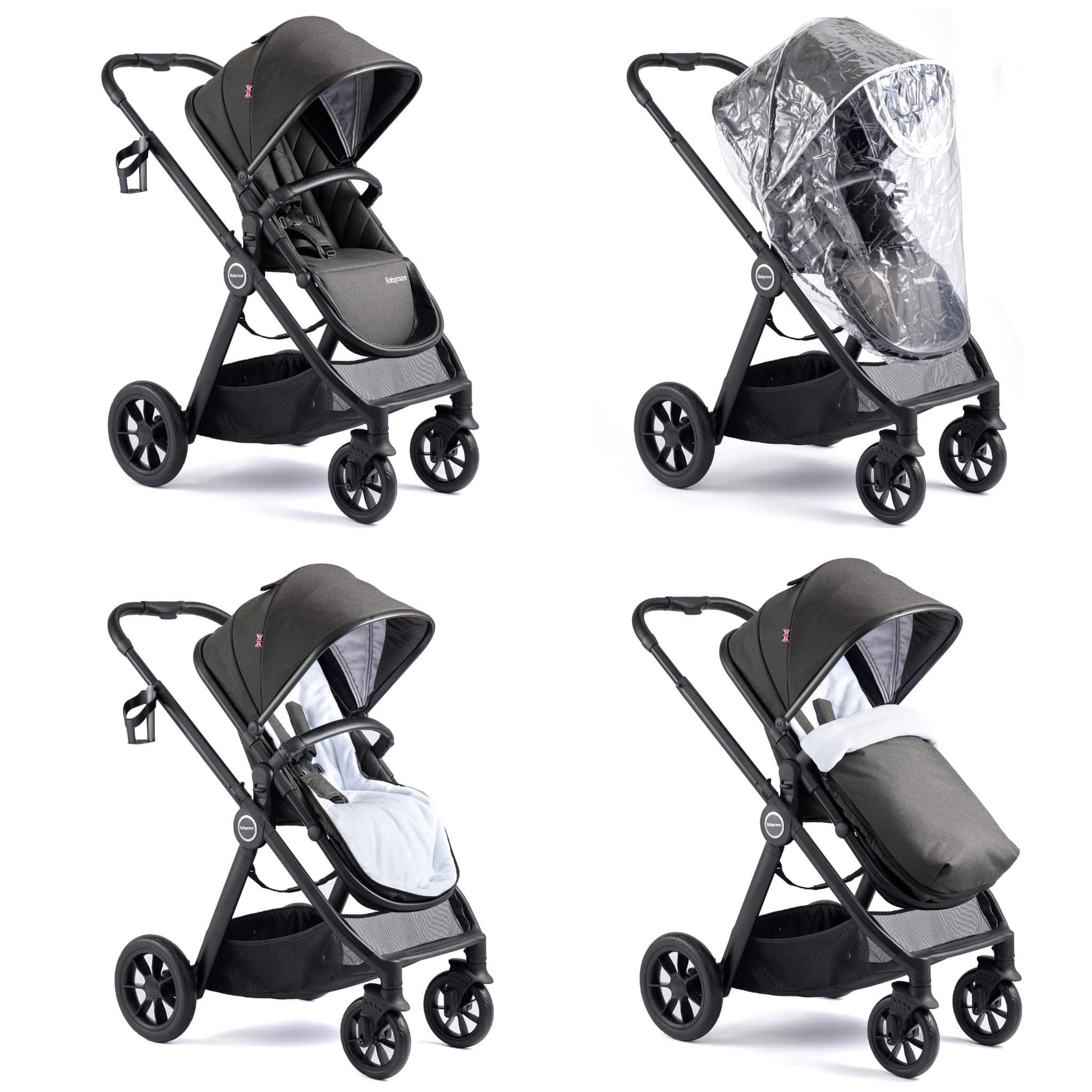 Babymore Memore V2 3-in-1 Travel System - Pecan i-Size Car Seat black