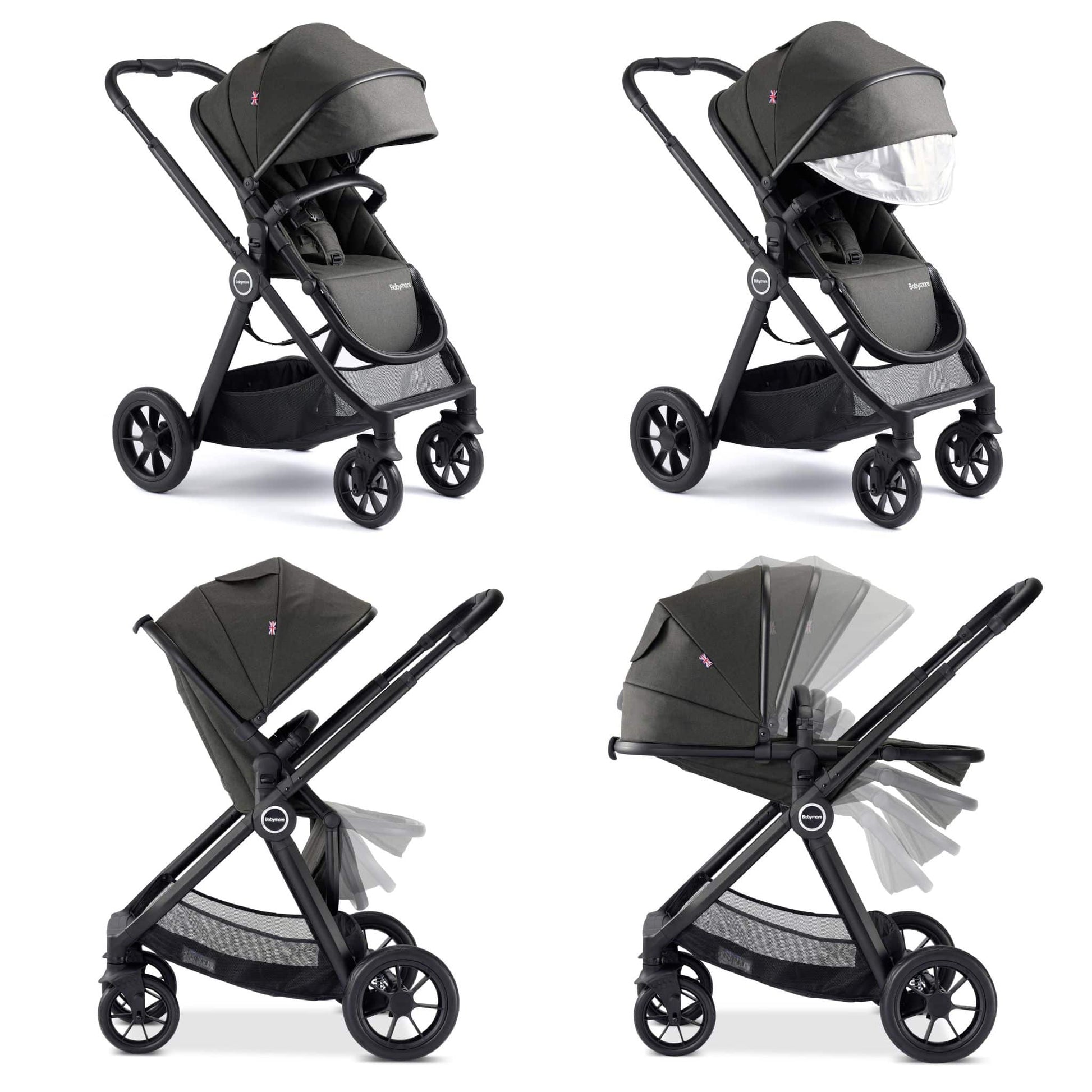 Babymore Memore V2 3-in-1 Travel System - Pecan i-Size Car Seat black