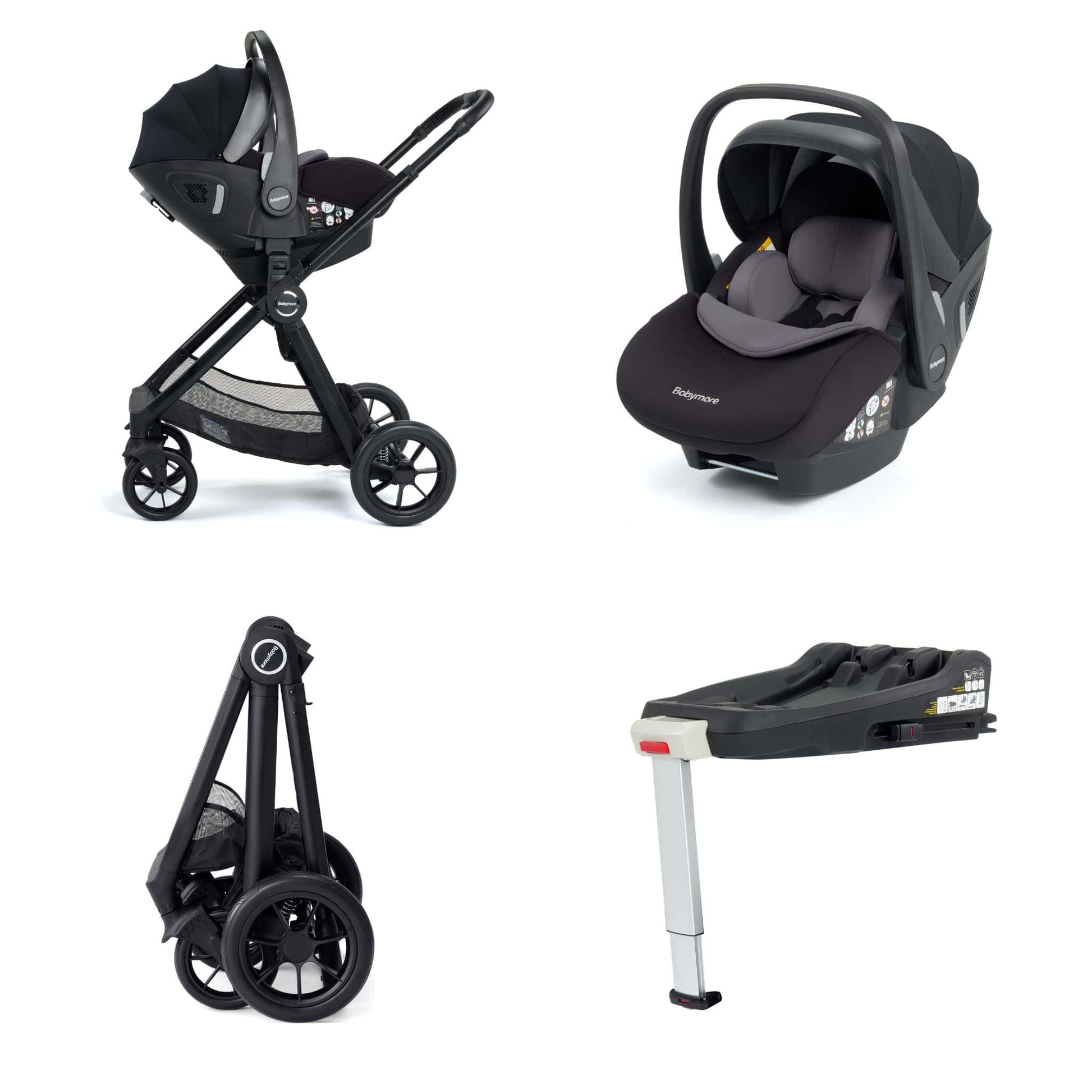 Babymore Memore V2 3-in-1 Travel System - Pecan i-Size Car Seat black