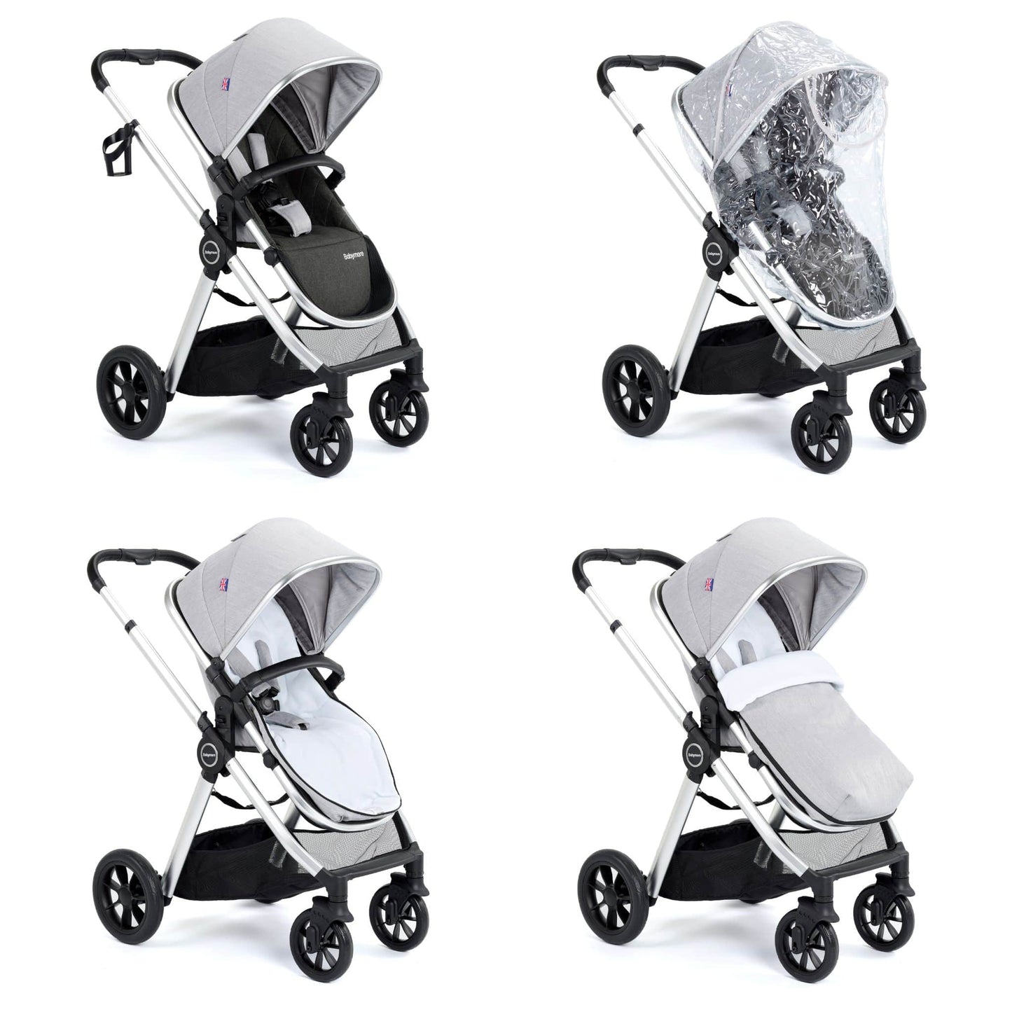 Babymore Memore V2 3-in-1 Travel System - Pecan i-Size Car Seat silver