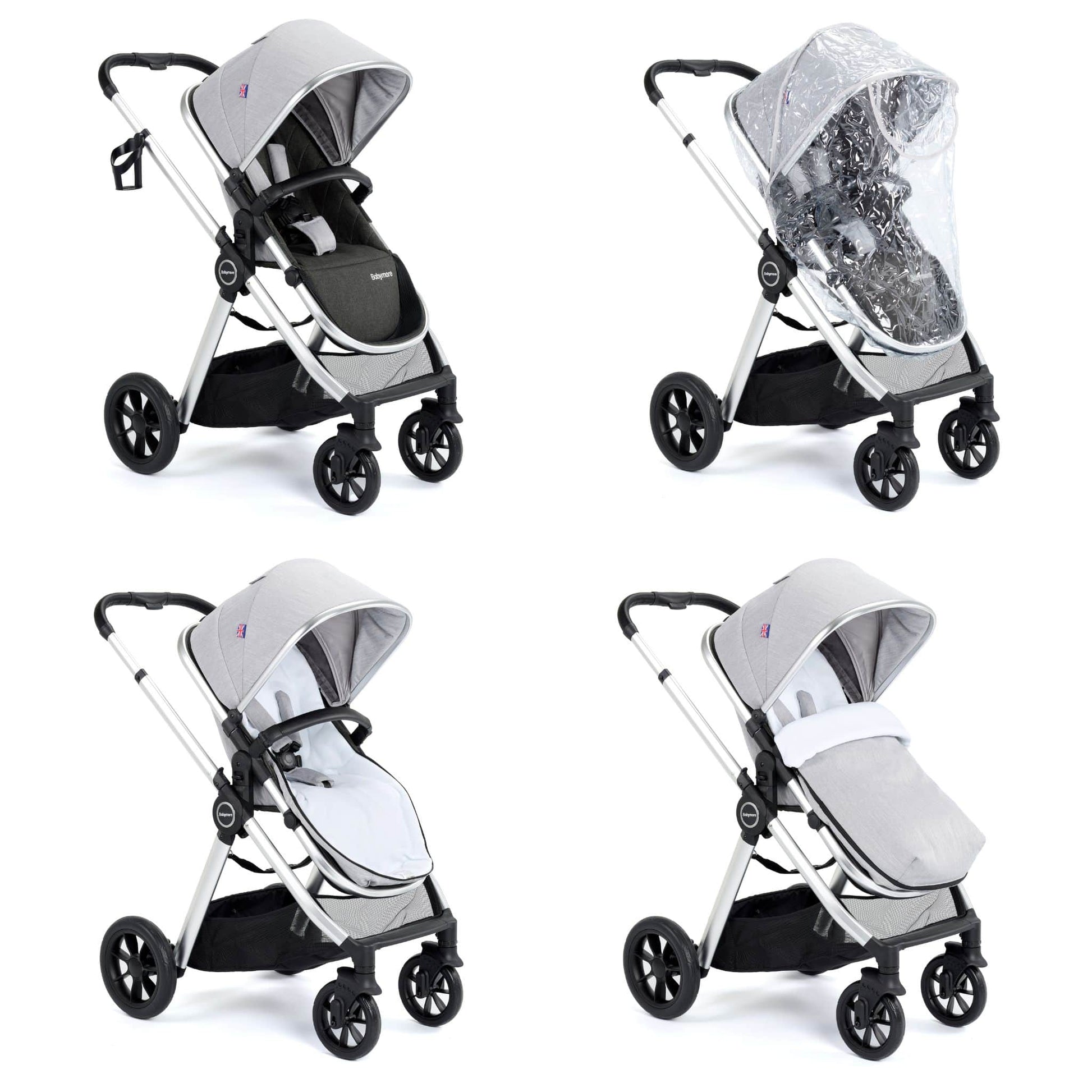 Babymore Memore V2 3-in-1 Travel System - Pecan i-Size Car Seat silver
