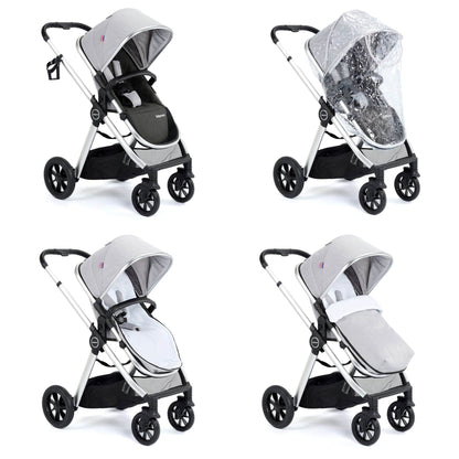 Babymore Memore V2 3-in-1 Travel System - Pecan i-Size Car Seat silver