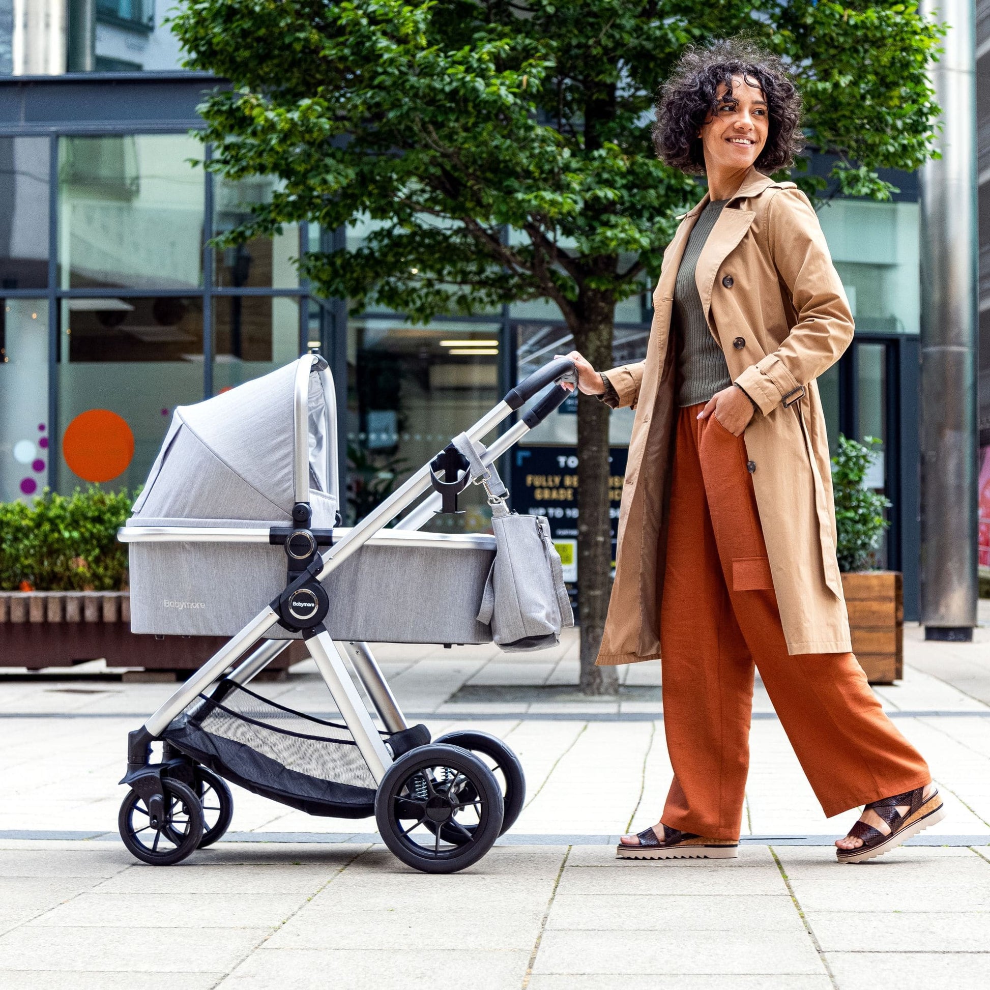 Babymore Memore V2 3-in-1 Travel System - Pecan i-Size Car Seat silver
