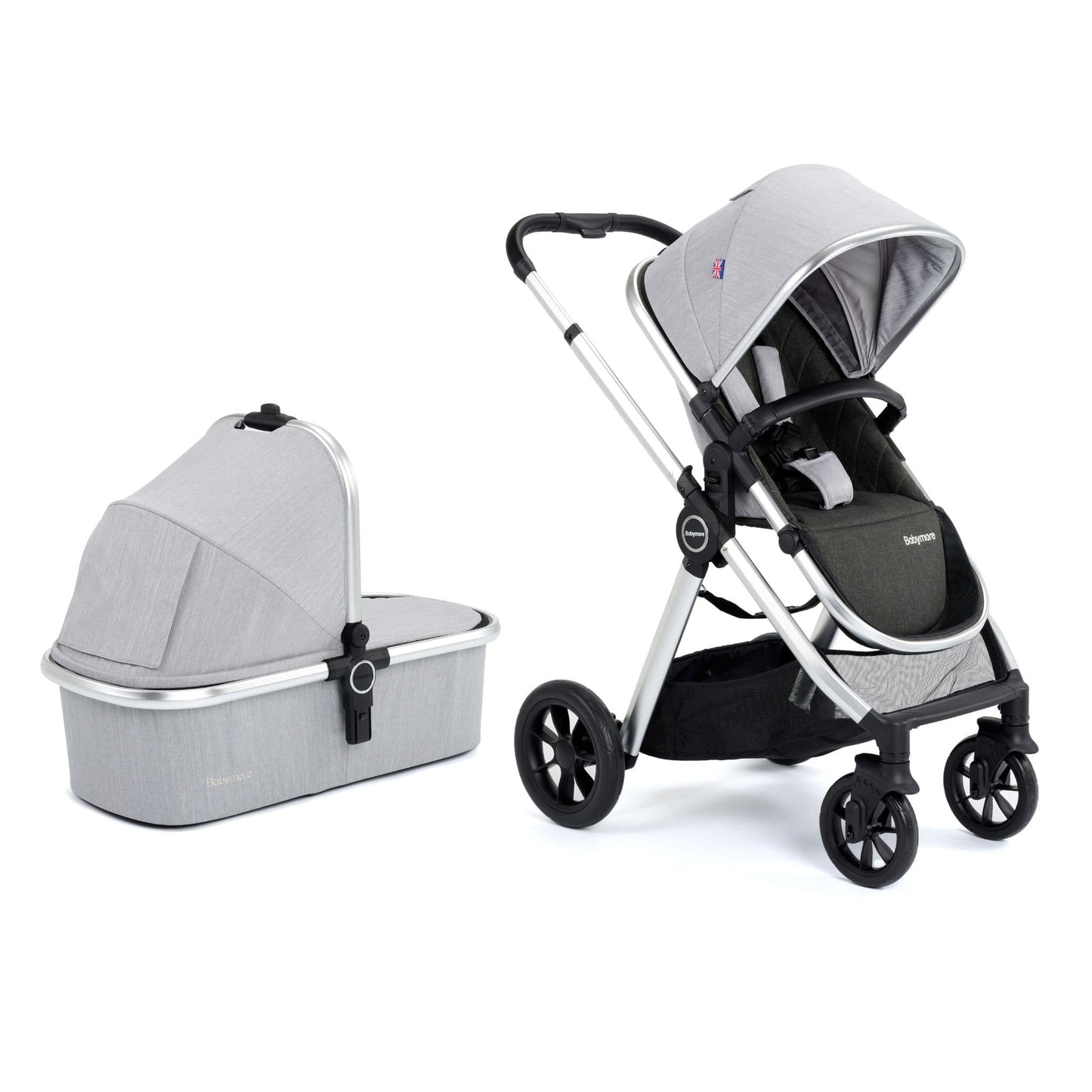 Babymore Memore V2 3-in-1 Travel System - Pecan i-Size Car Seat silver
