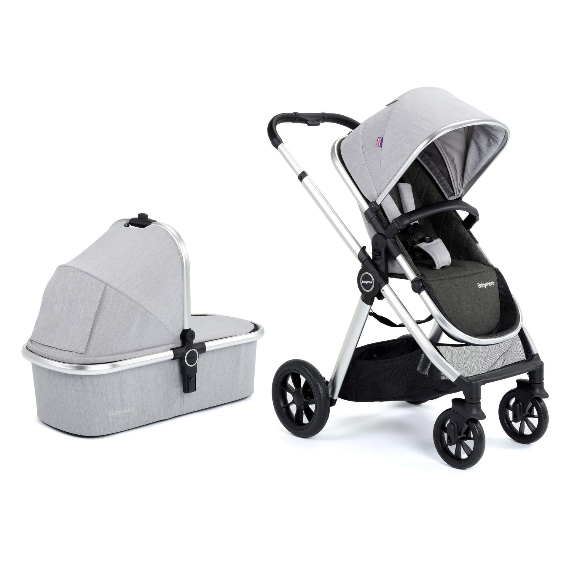Babymore Memore V2 3-in-1 Travel System - Pecan i-Size Car Seat silver