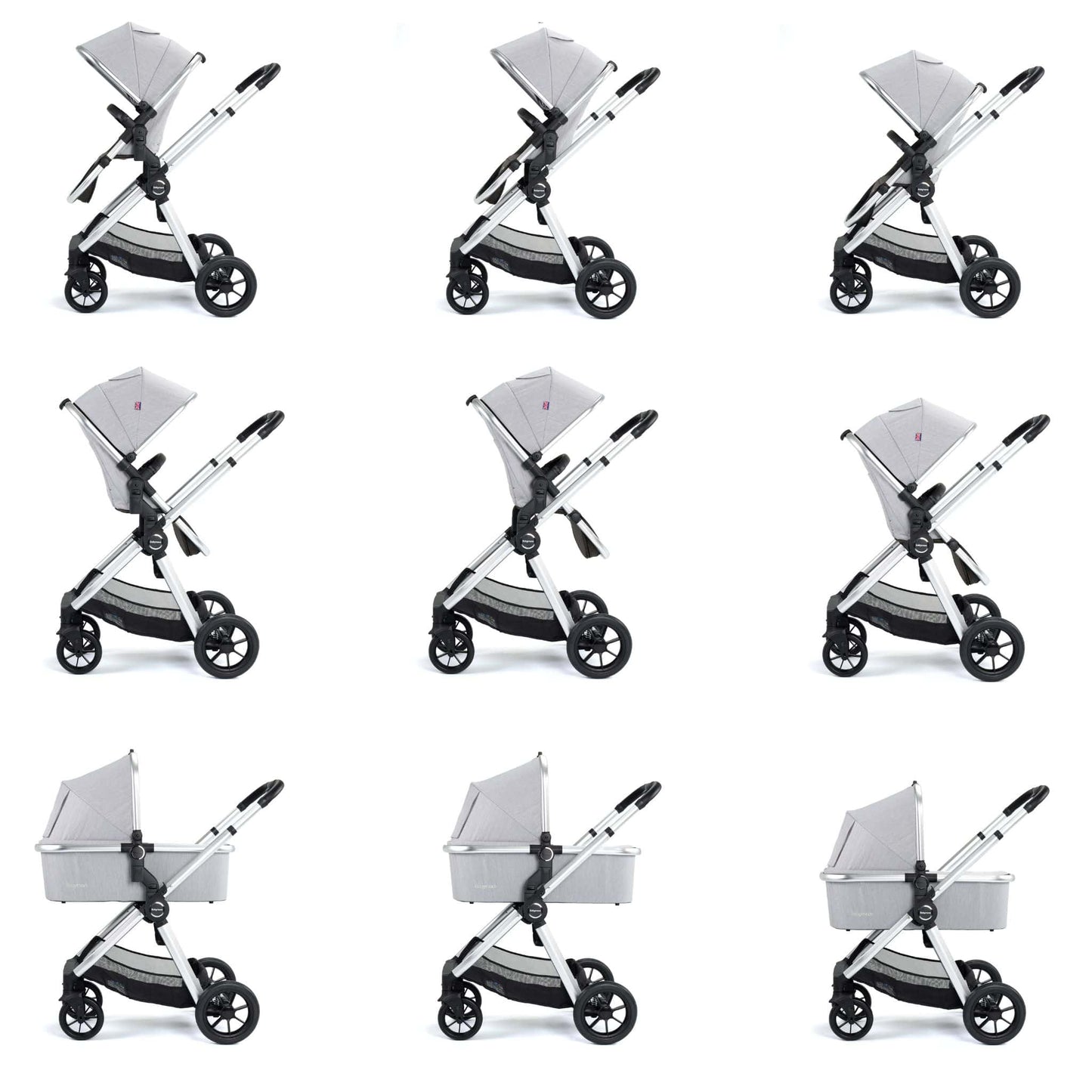 Babymore Memore V2 3-in-1 Travel System - Pecan i-Size Car Seat silver