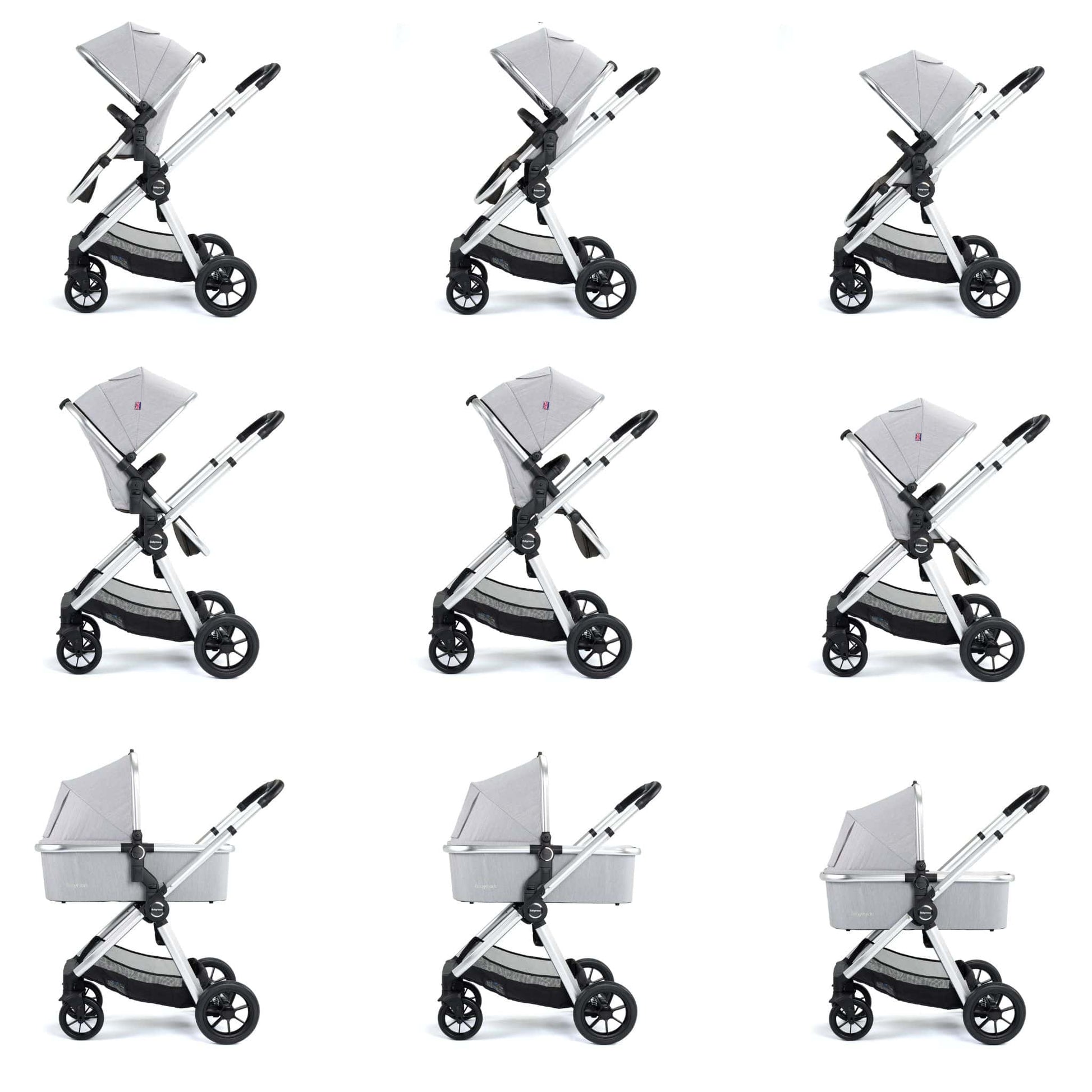 Babymore Memore V2 3-in-1 Travel System - Pecan i-Size Car Seat silver